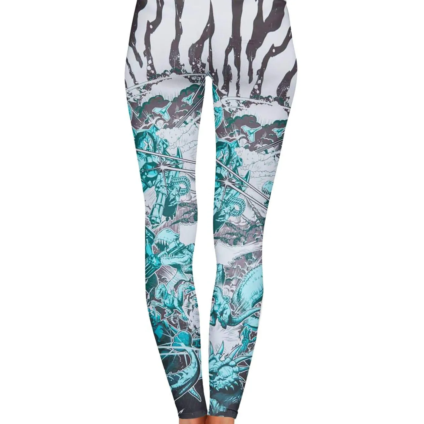 Excision 'Dino vs. Robot' Leggings - Teal