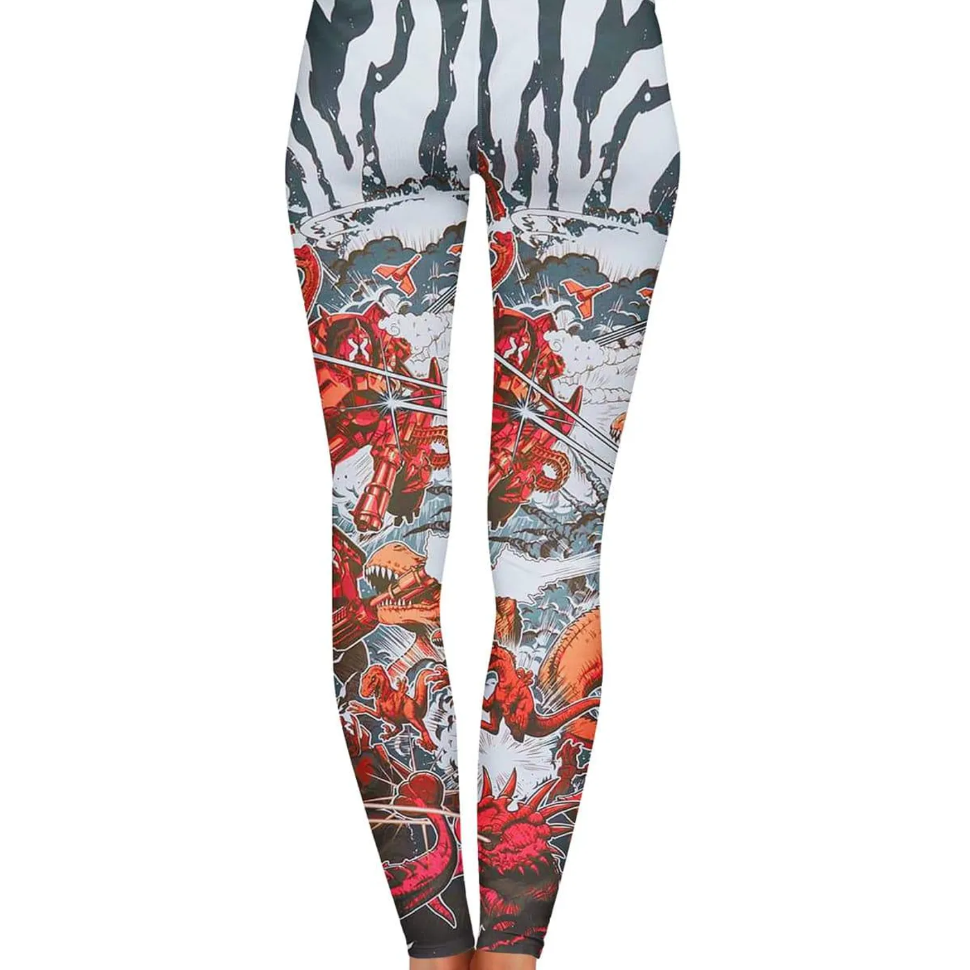 Excision 'Dino vs. Robot' Leggings - Red