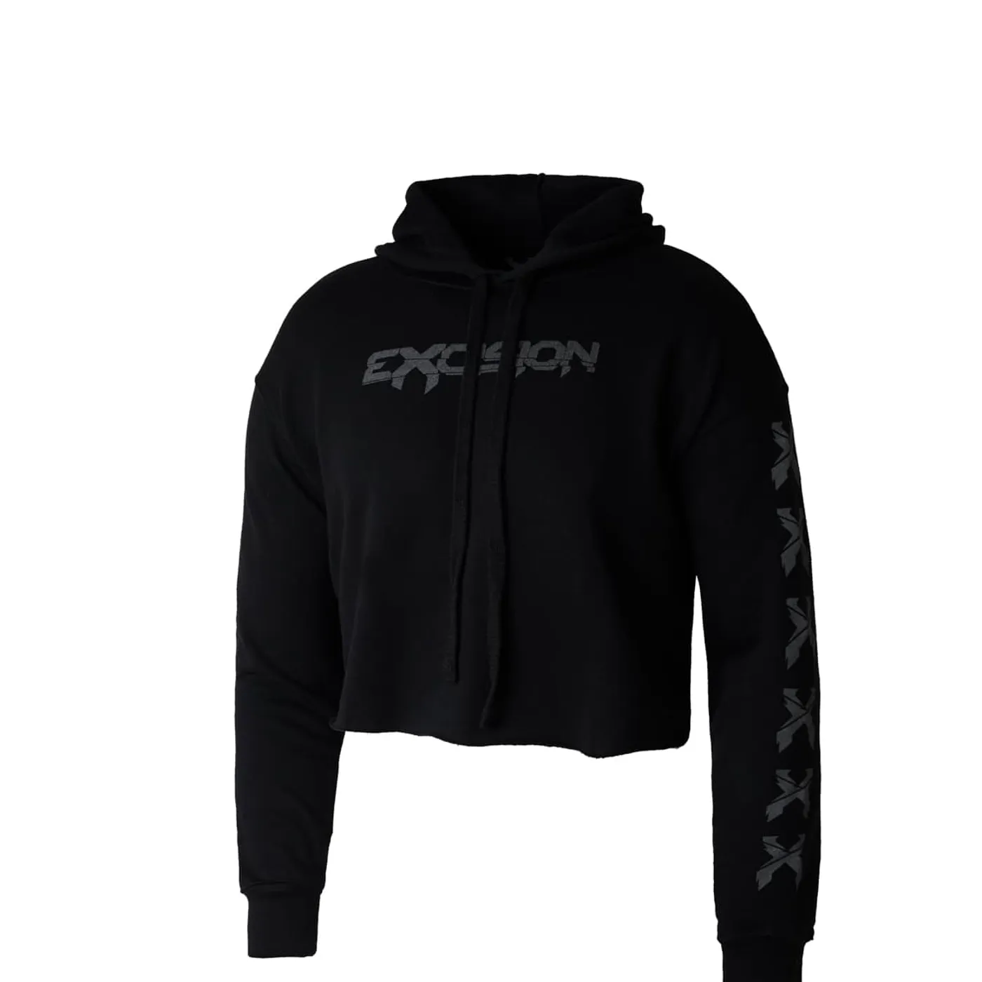Excision 'Sliced' Logo Reflective Womens Crop Hoodie