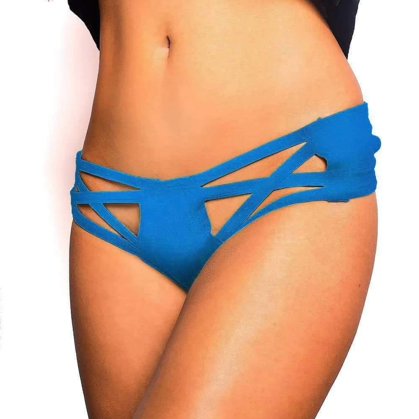 Excision X Cross Cut Out Booty Shorts - Blue