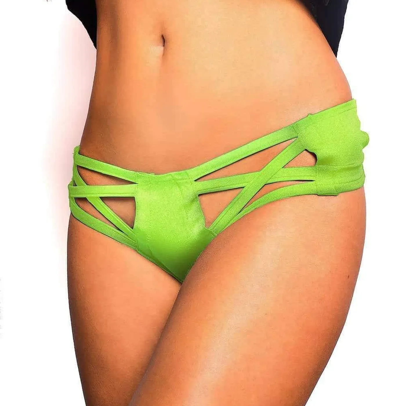 Excision X Cross Cut Out Booty Shorts - Neon Green