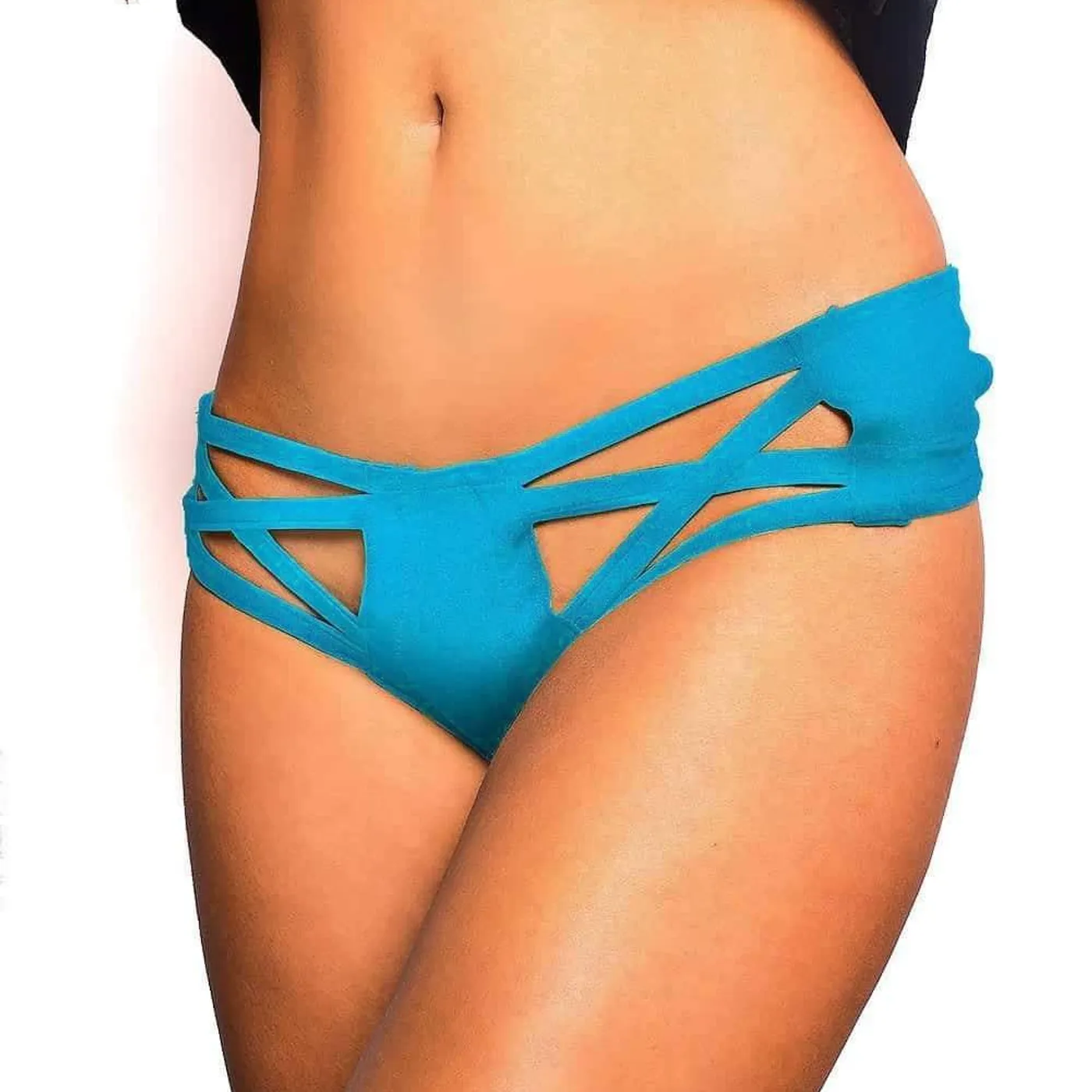 Excision X Cross Cut Out Booty Shorts - Turquoise