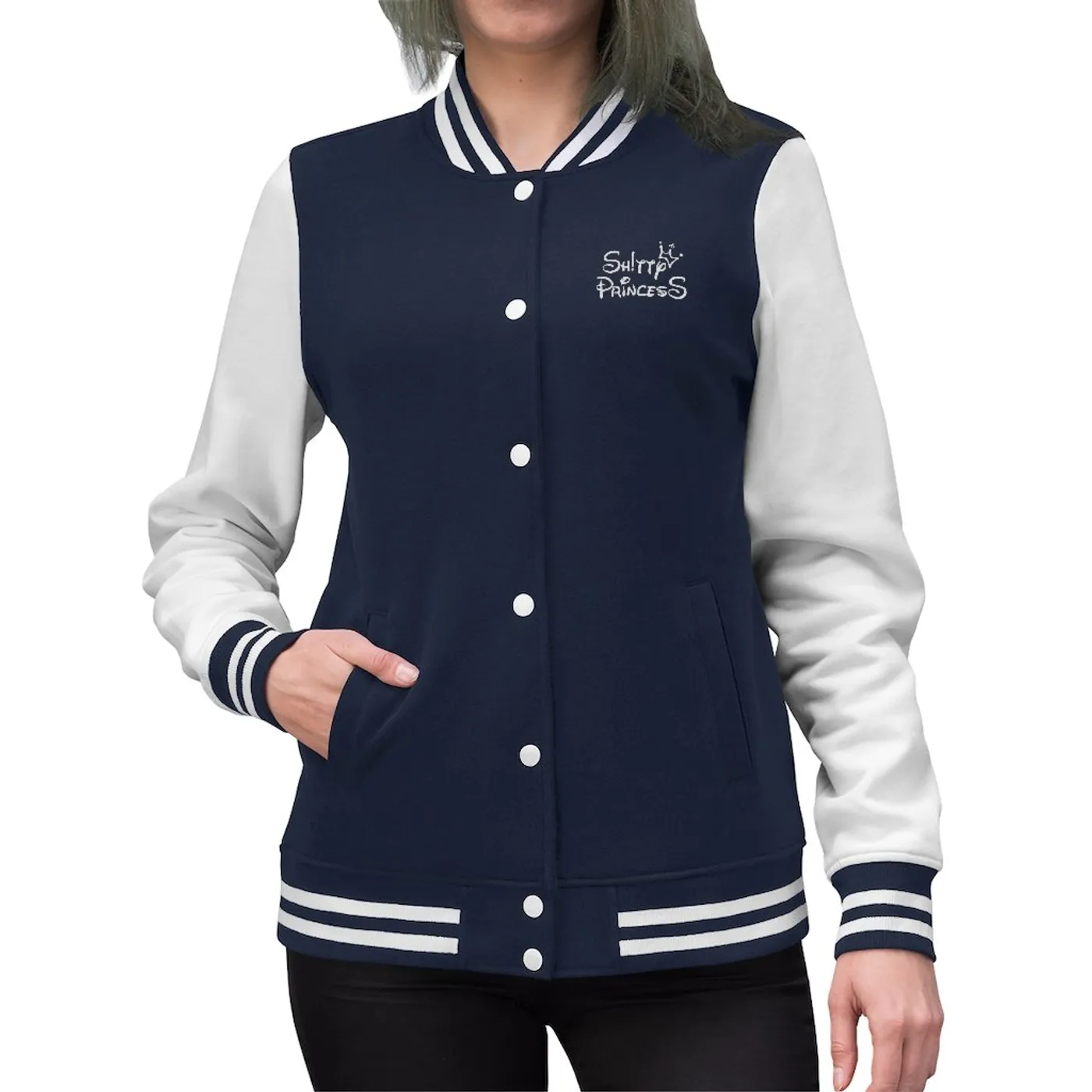 Women's Varsity Jacket in Shitty Princess White OG Logo