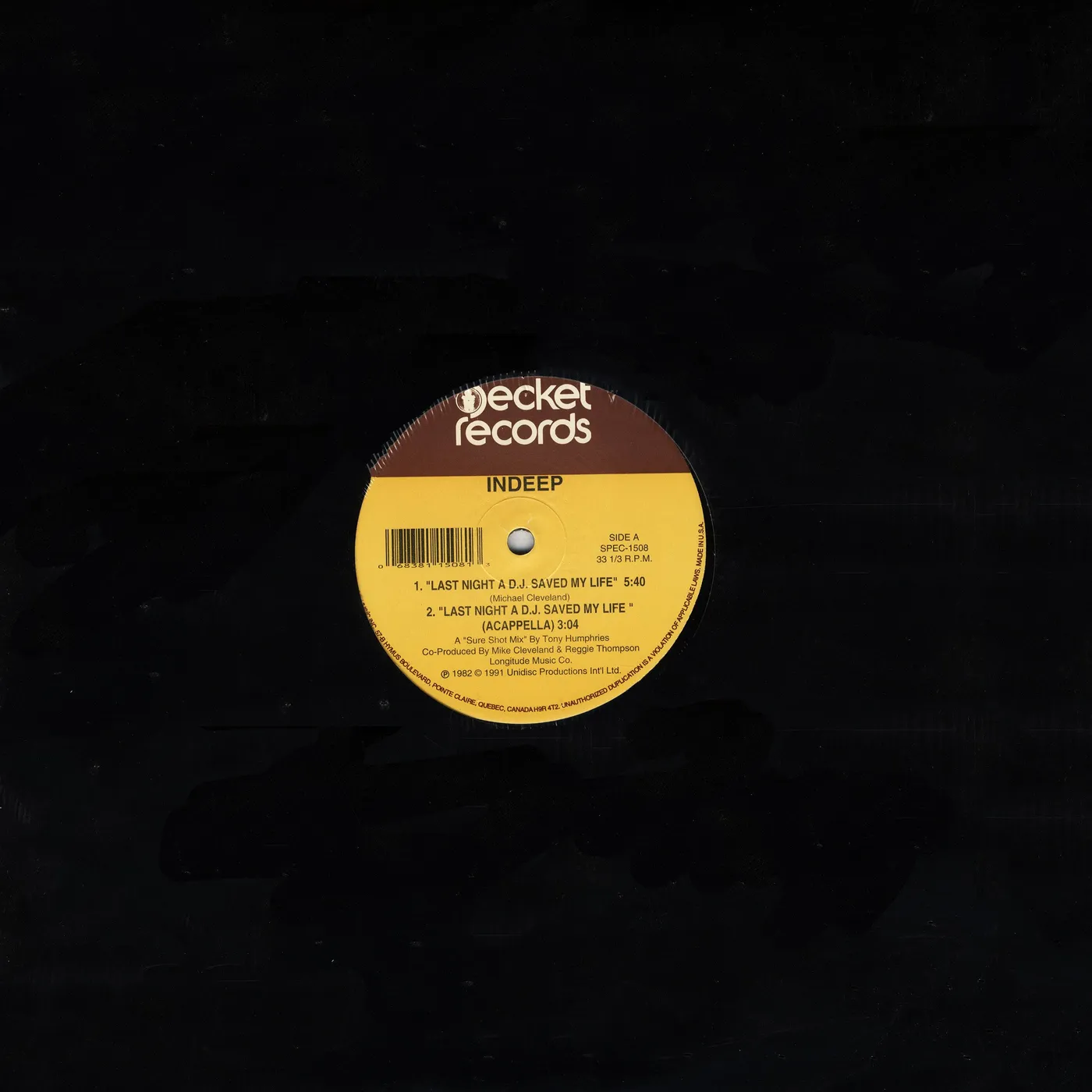 Indeep - Last Night A D.J. Saved My Life & Much More (12" Vinyl)