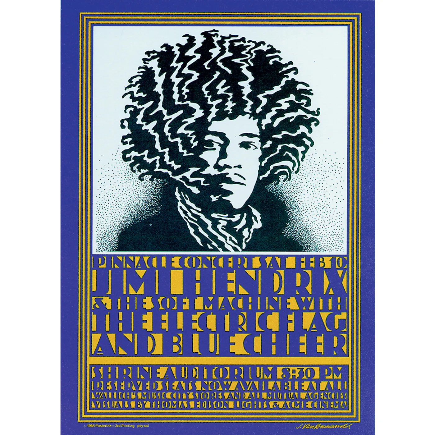 Jimi Hendrix Shrine Auditorium 2/10/1968 (2nd Ed) Postcard
