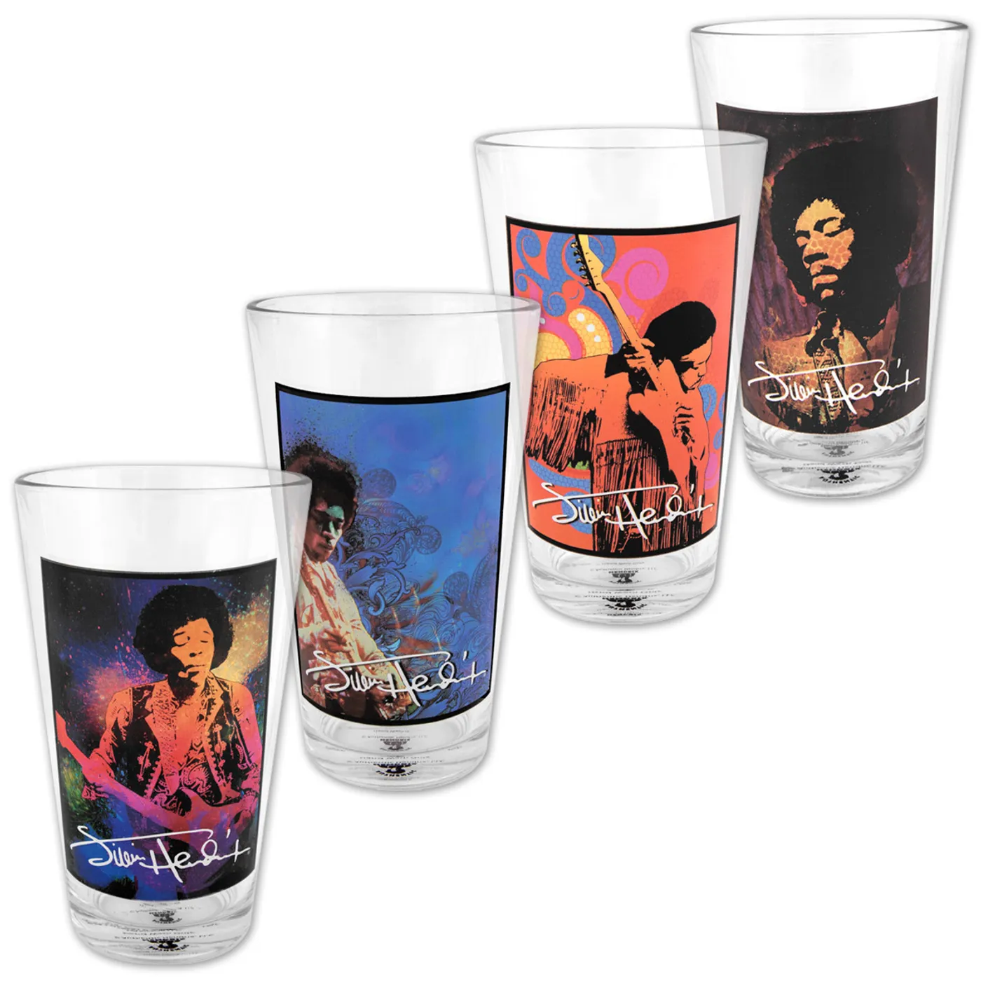 Jimi Hendrix 4-Piece 16oz Glass Set