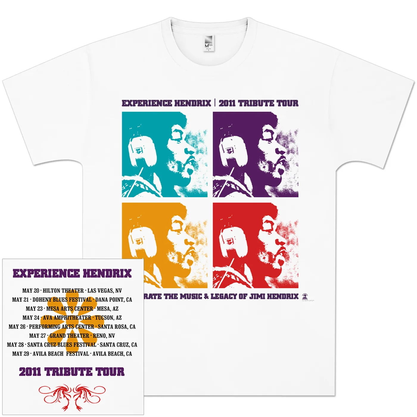 Jimi Hendrix Experience Hendrix 2011 Tour Quads T-Shirt