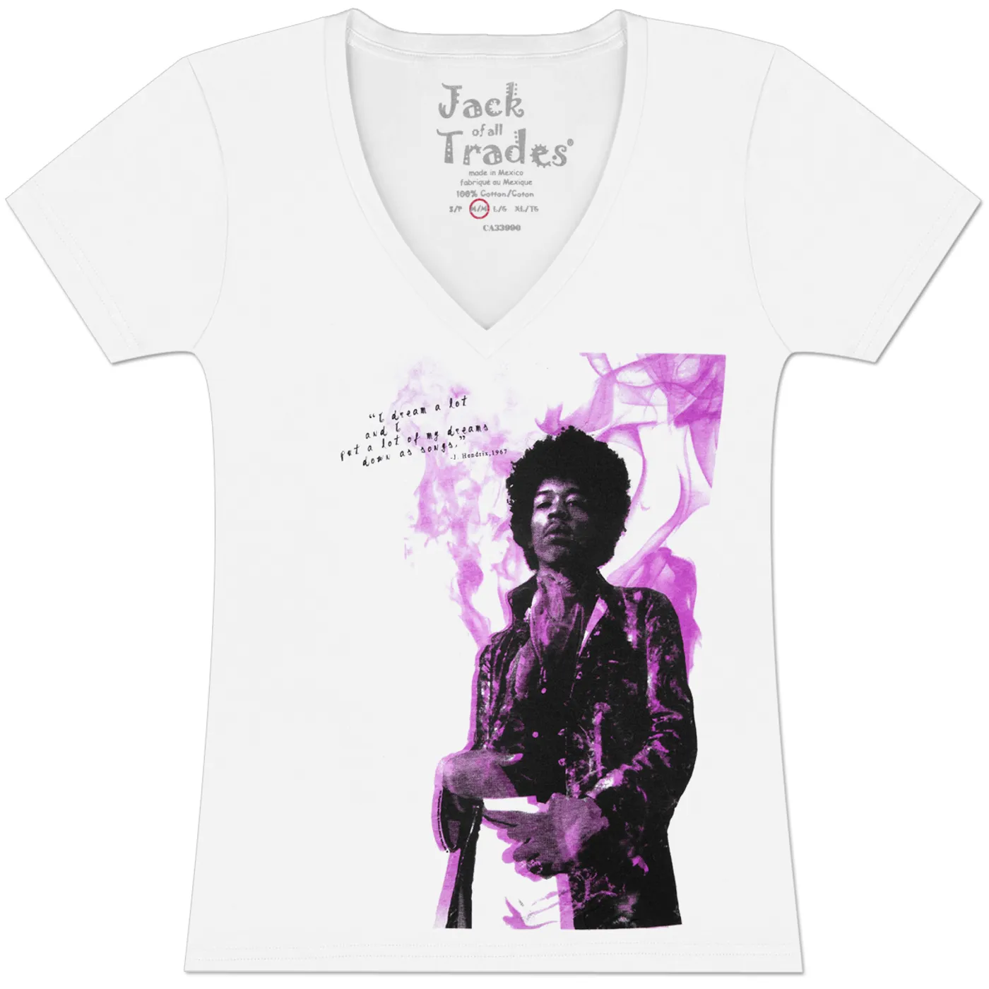 Jimi Hendrix Hendrix Purple Haze Ladies V-Neck T-Shirt