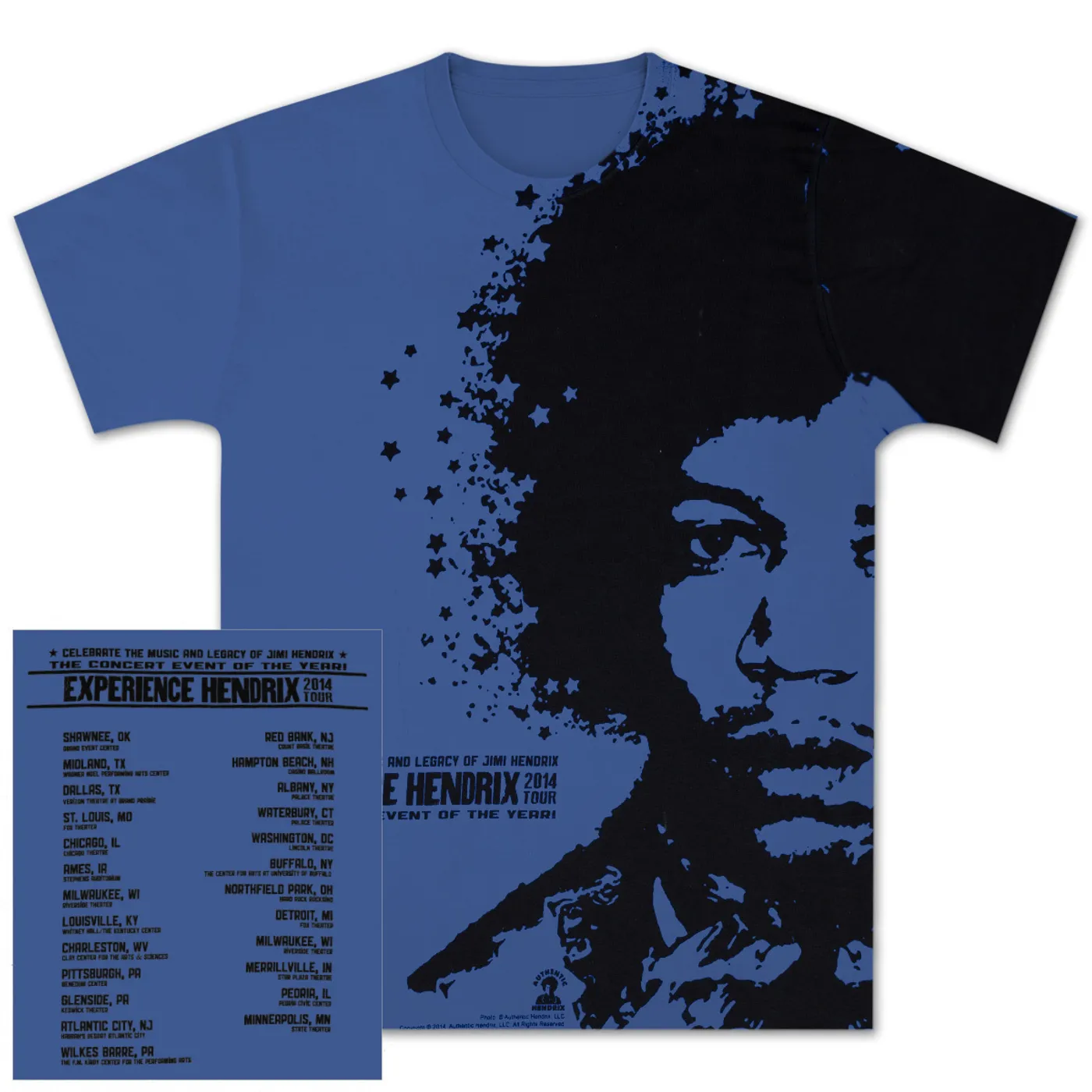 Jimi Hendrix Experience Hendrix 2014 Denim Blue Men's T-Shirt