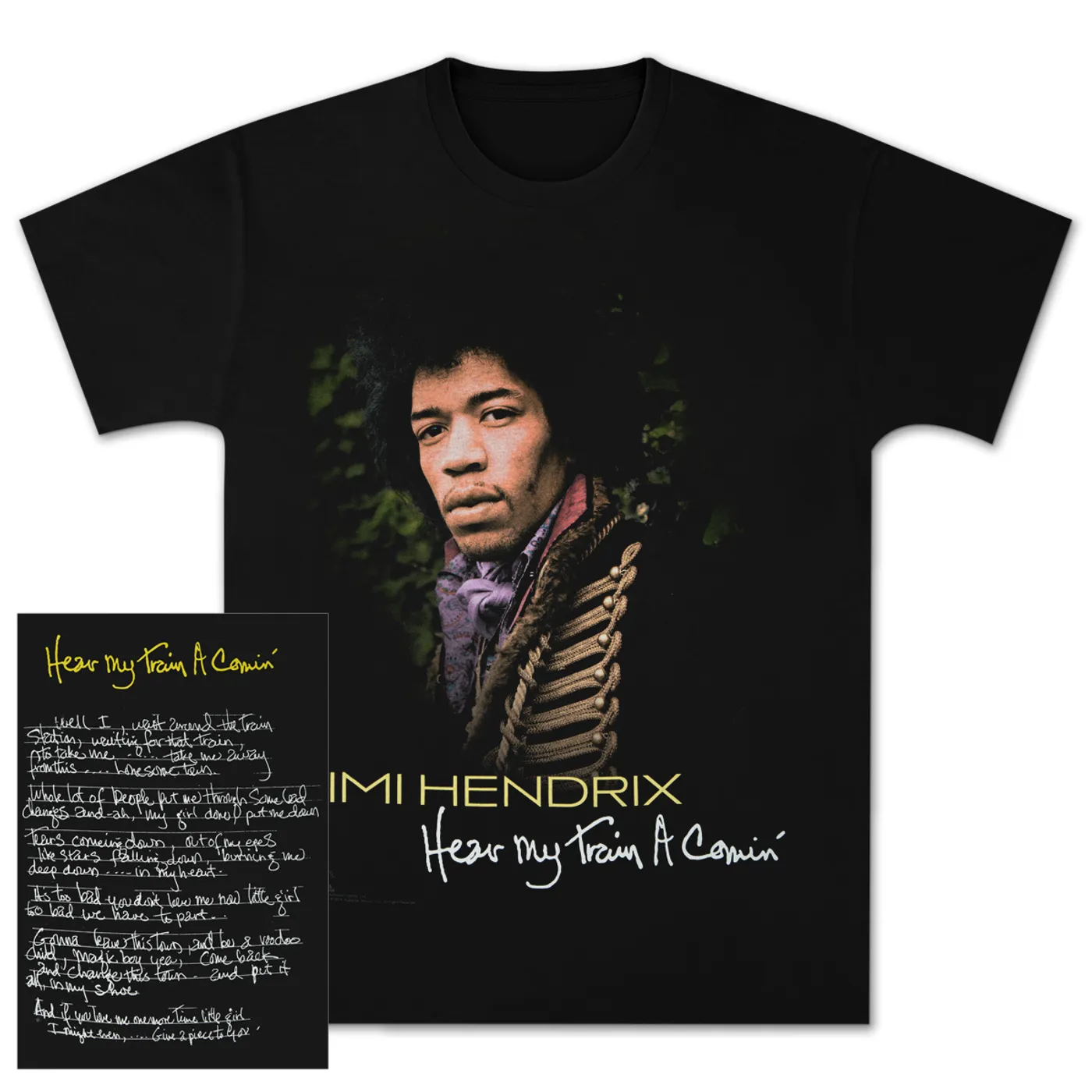 Jimi Hendrix: Hear My Train A Comin Black T-Shirt