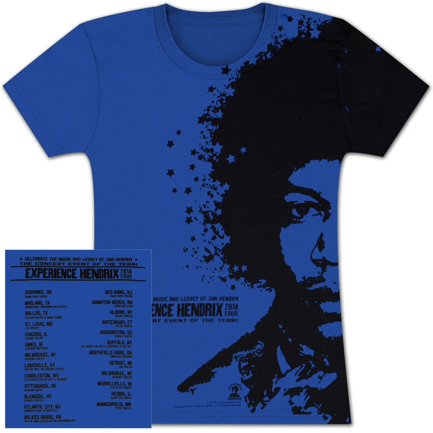 Jimi Hendrix Experience Hendrix 2014 Tour Ladies Portrait T-Shirt