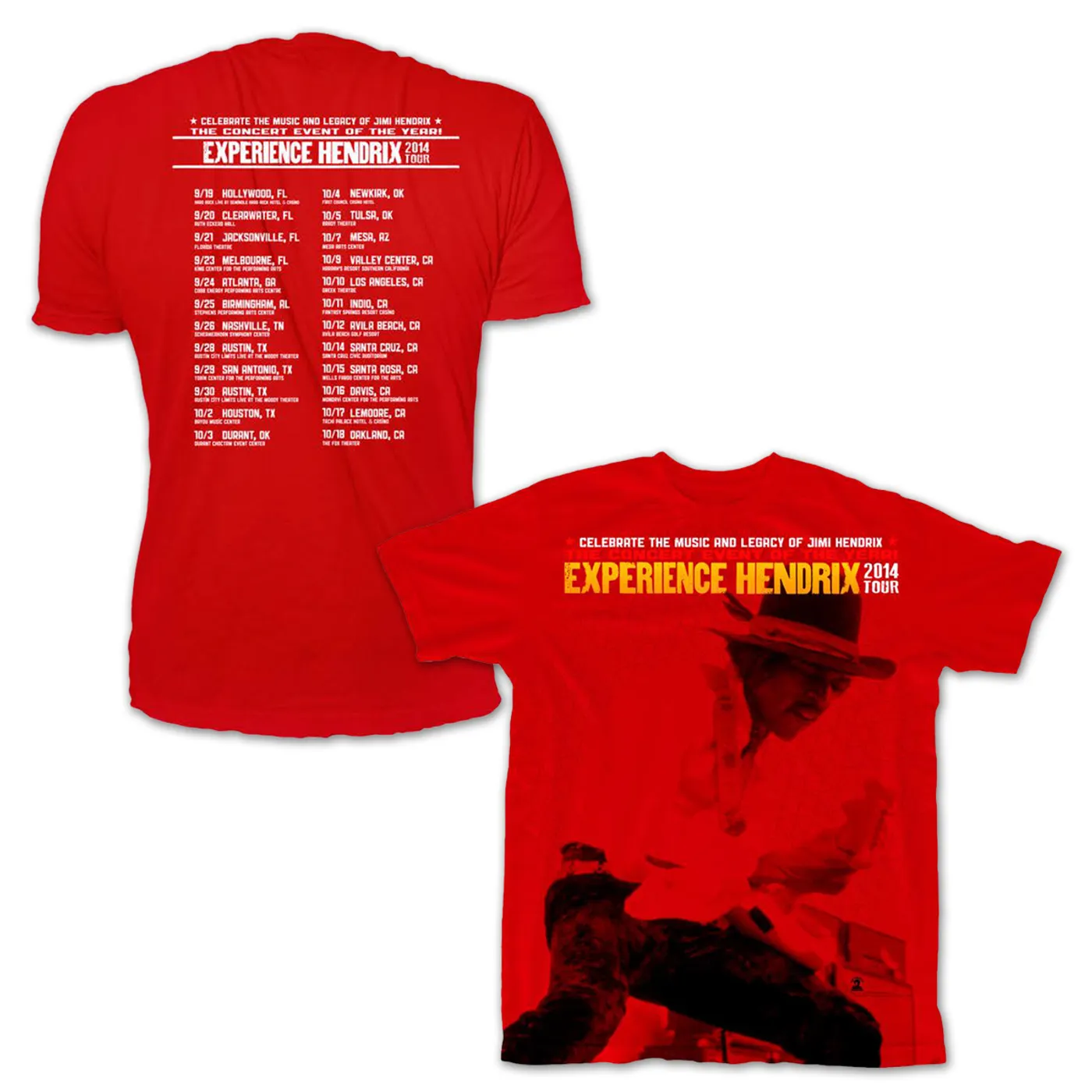 Jimi Hendrix Experience Hendrix 2014 Tour Schedule Tee