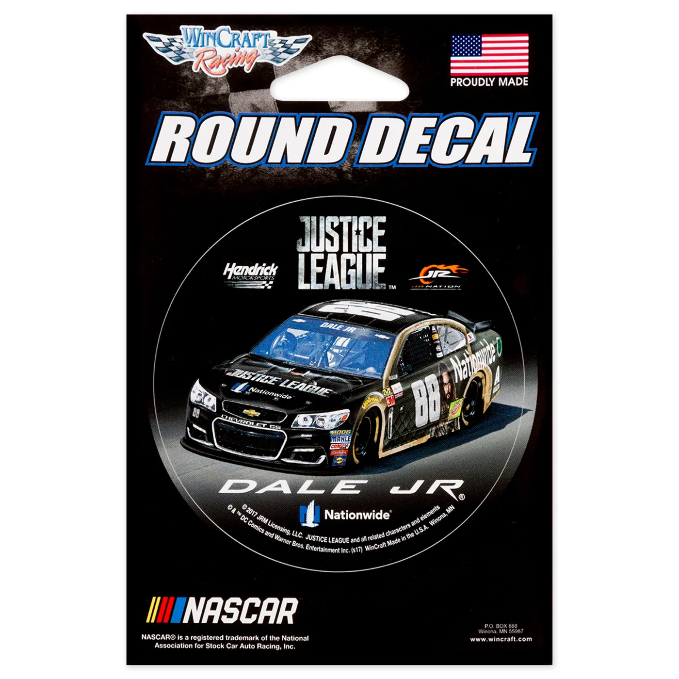 Hendrick Motorsports Dale Jr #88 2017 Justice League Round Decal - 3"