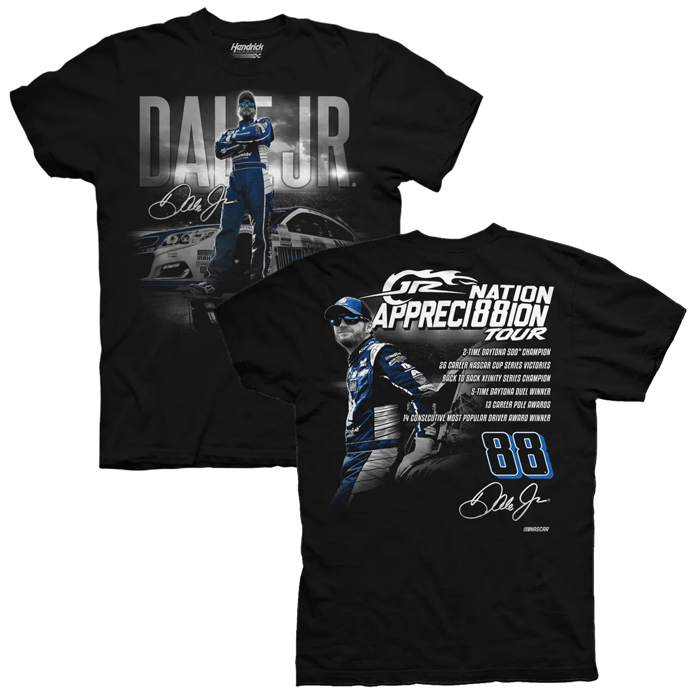 Hendrick Motorsports JR Nation Appreci88ion Tour Stats T-shirt