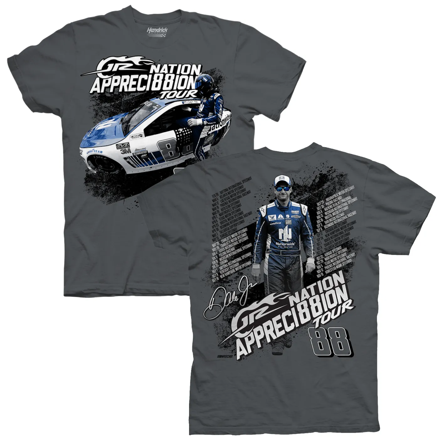 Hendrick Motorsports JR Nation Appreci88ion Tour Schedule T-shirt