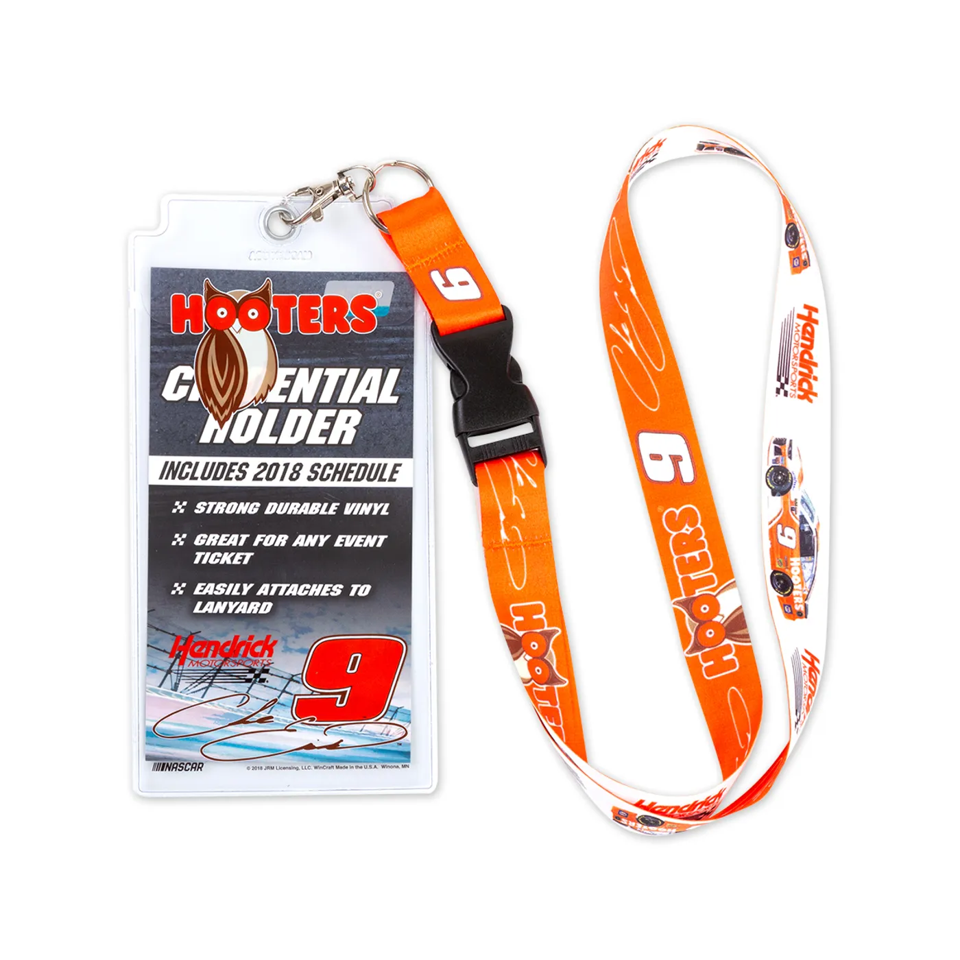 Hendrick Motorsports Chase Elliott #9 2018 NASCAR Hooters Lanyard with Credential Holder