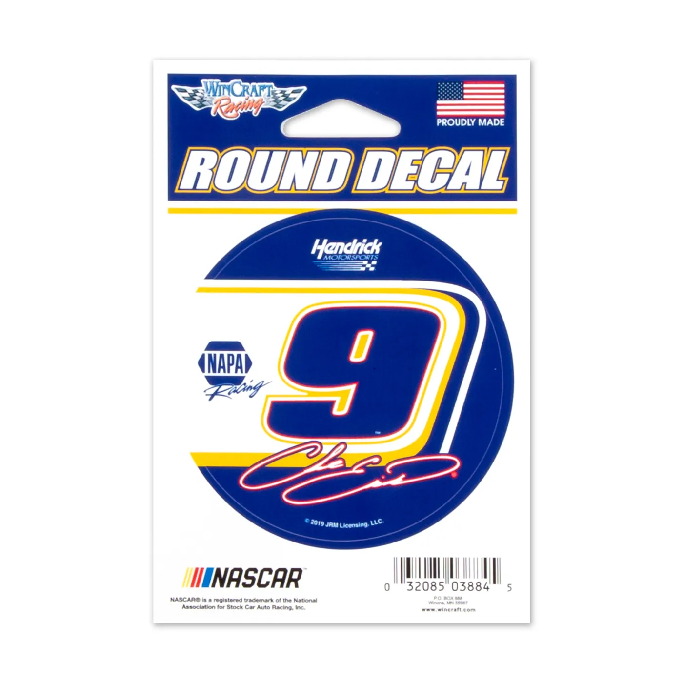Hendrick Motorsports #9 NASCAR Chase Elliott Round Vinyl Decal