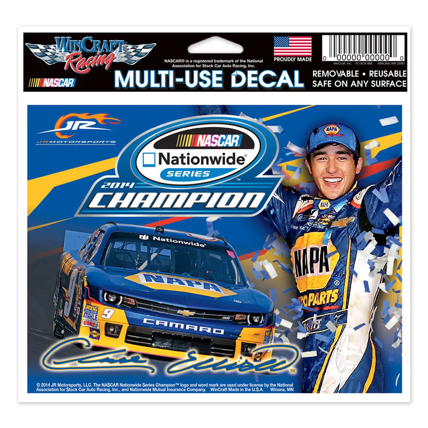 Hendrick Motorsports Chase Elliott 2014 Nationwide Series Champ Multi-Use Decal 4.5" x 6"