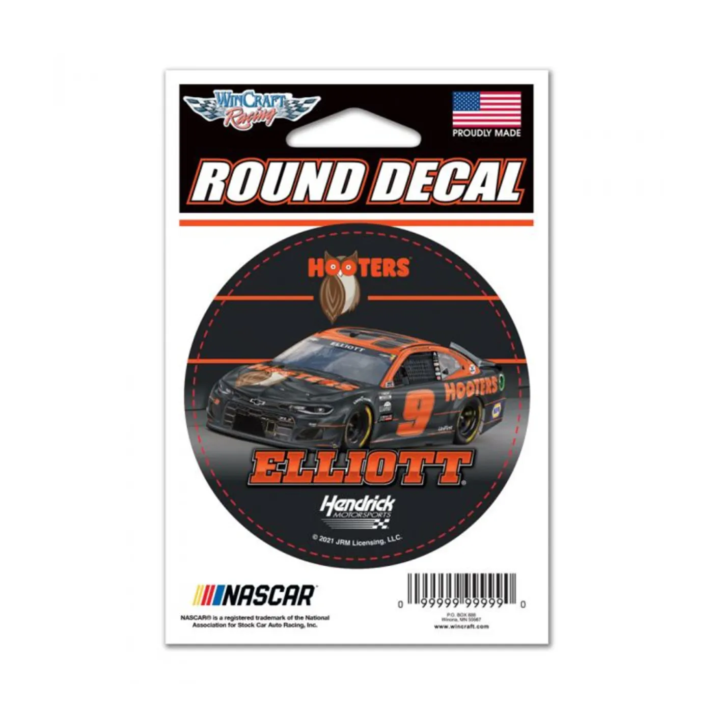 Hendrick Motorsports Chase Elliott	Hooters Round Vinyl Decal - 3" x 3"