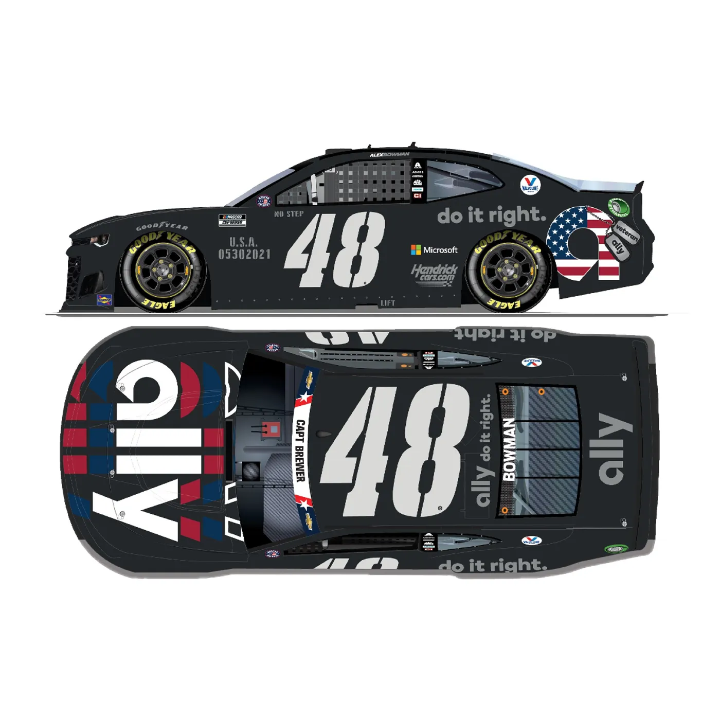 Hendrick Motorsports Alex Bowman #48 2021 Charlotte Speedway Ally Salutes 1:24 ELITE Die-Cast