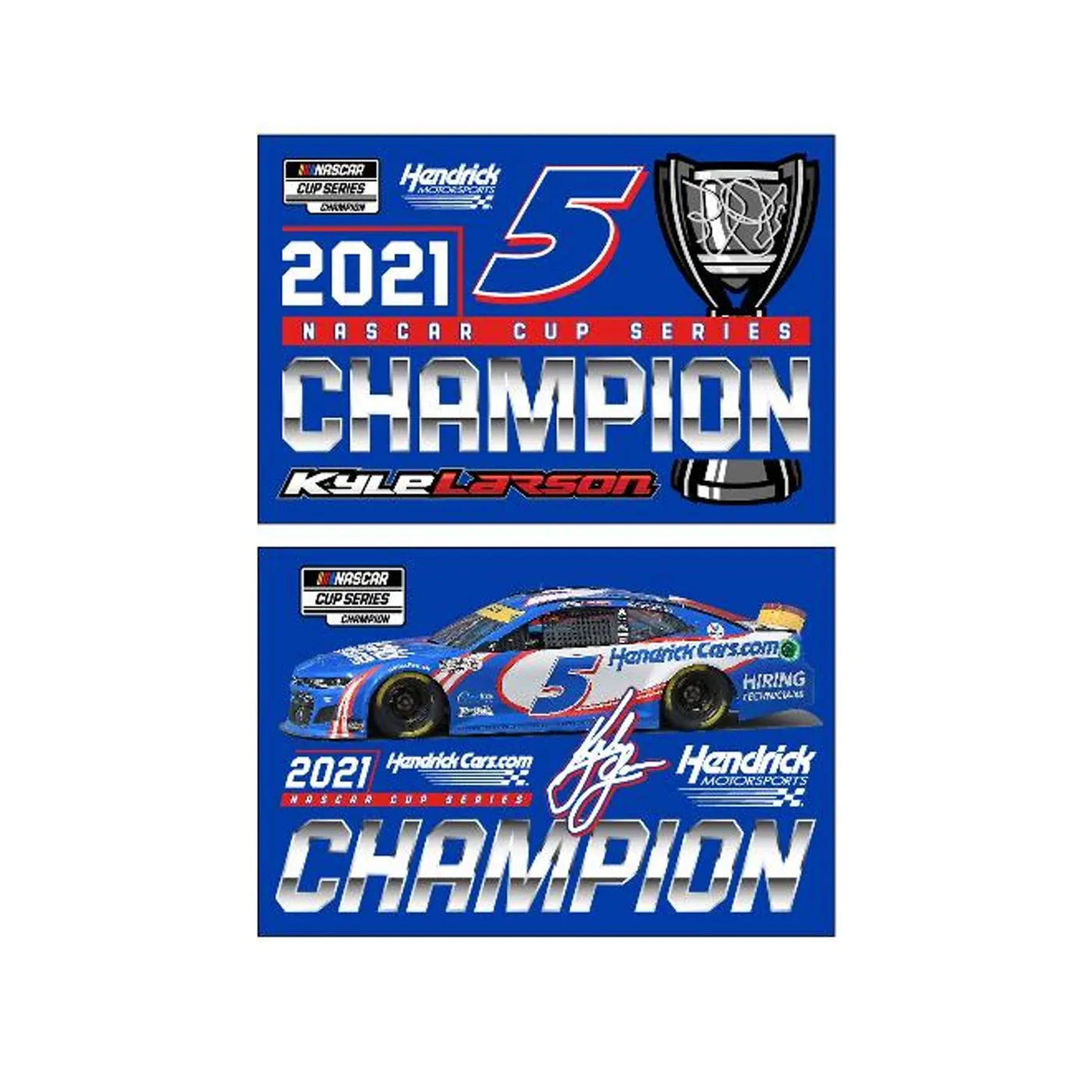 Hendrick Motorsports Kyle Larson 2021 NASCAR Champion Die-Cut Magnet - 2-pack