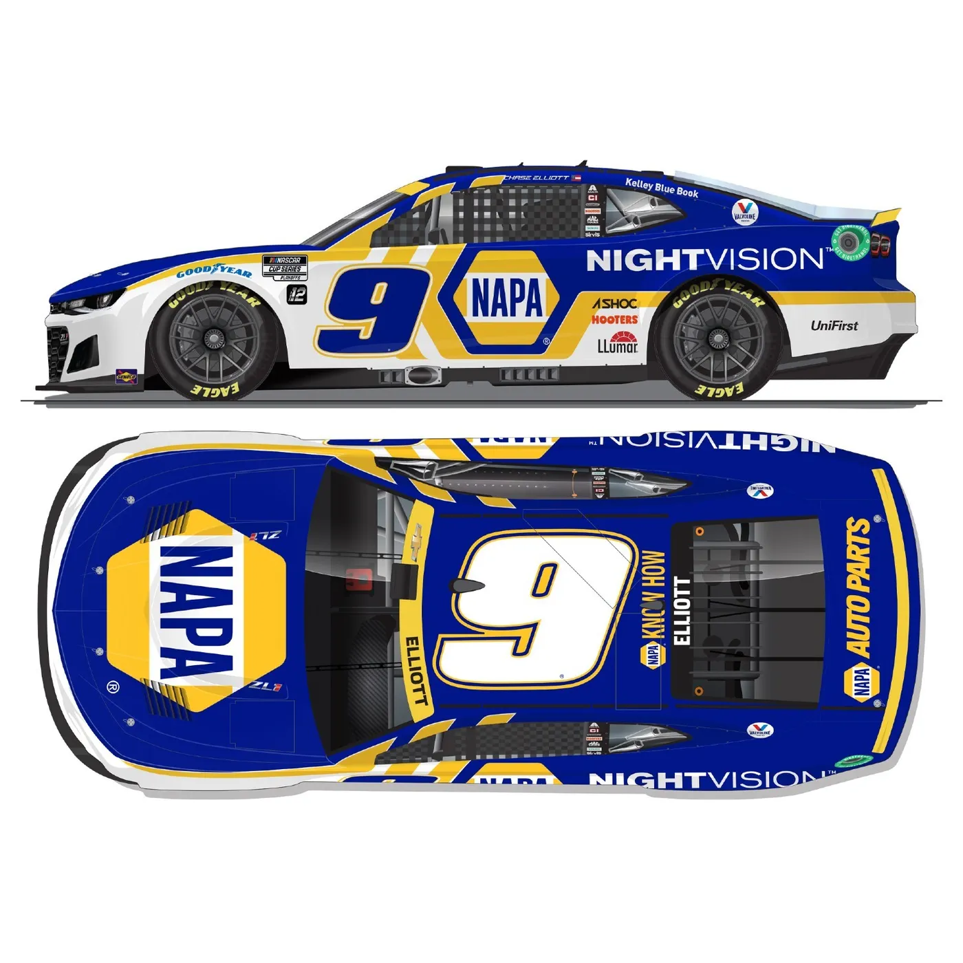 Hendrick Motorsports Chase Elliott #9 2022 Napa NightVision 1:24 ELITE Die-Cast