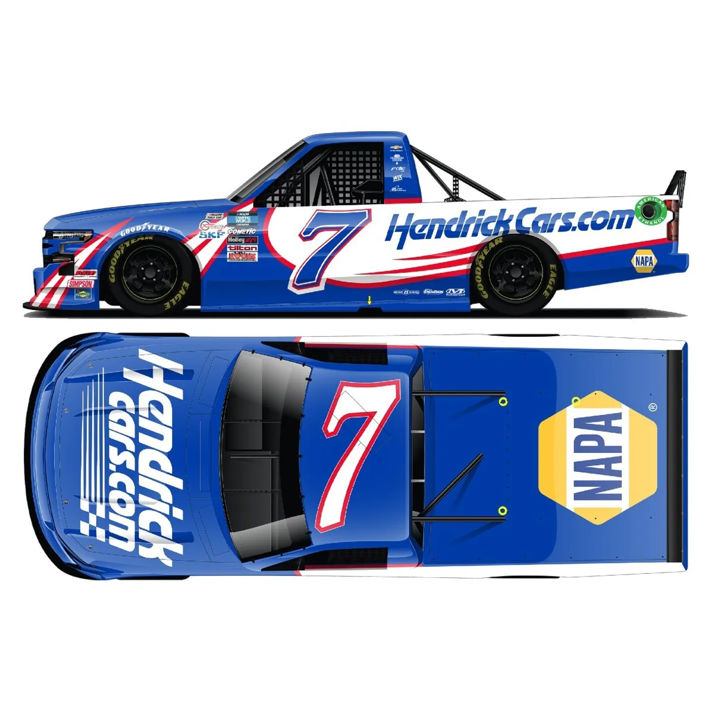 Hendrick Motorsports Chase Elliott #7 2022 Hendrickcars.com NASCAR Camping World Truck Series 1:64 Hard Top Die-Cast