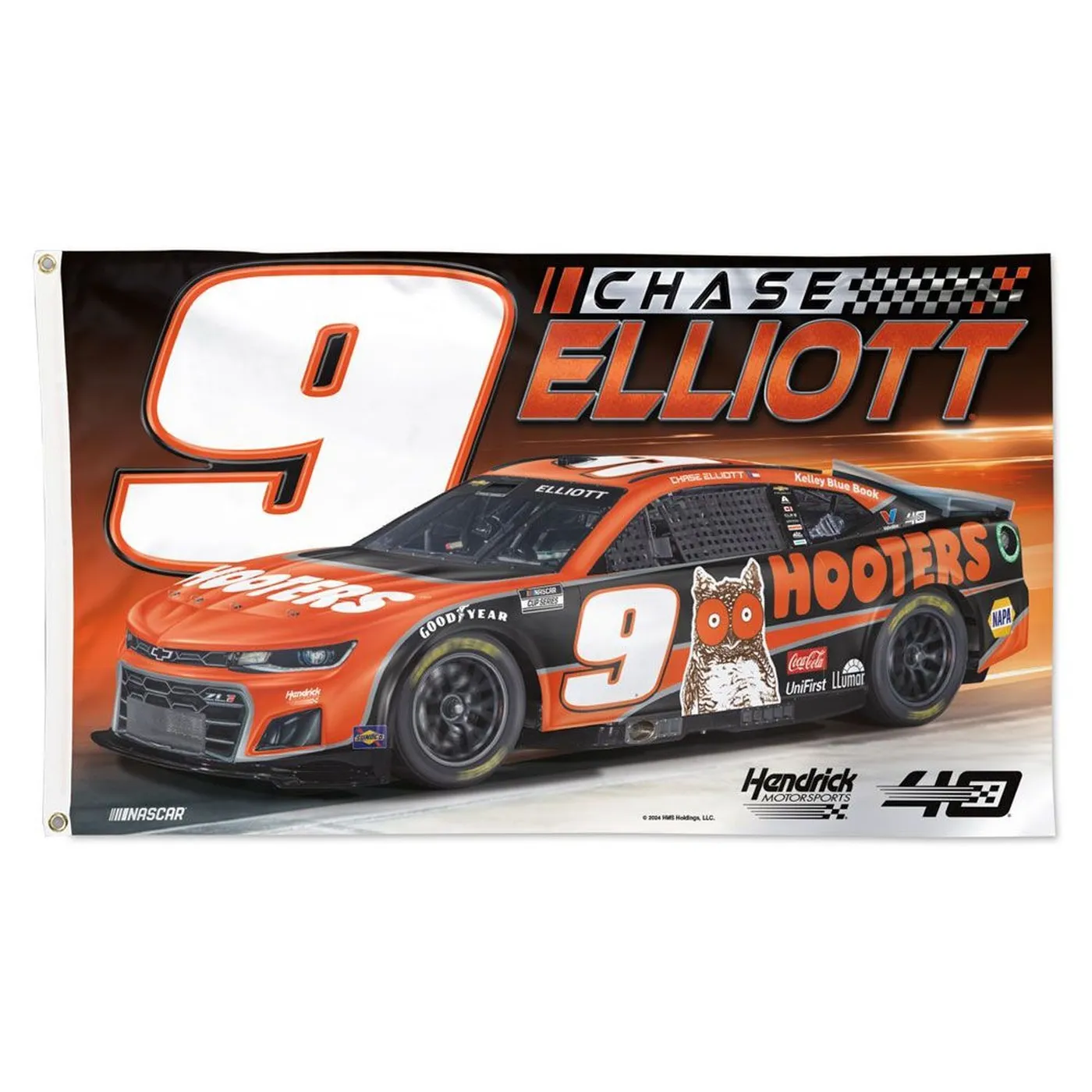 Hendrick Motorsports Chase Elliott #9 2024 Hooters Deluxe 3' x 5' Flag
