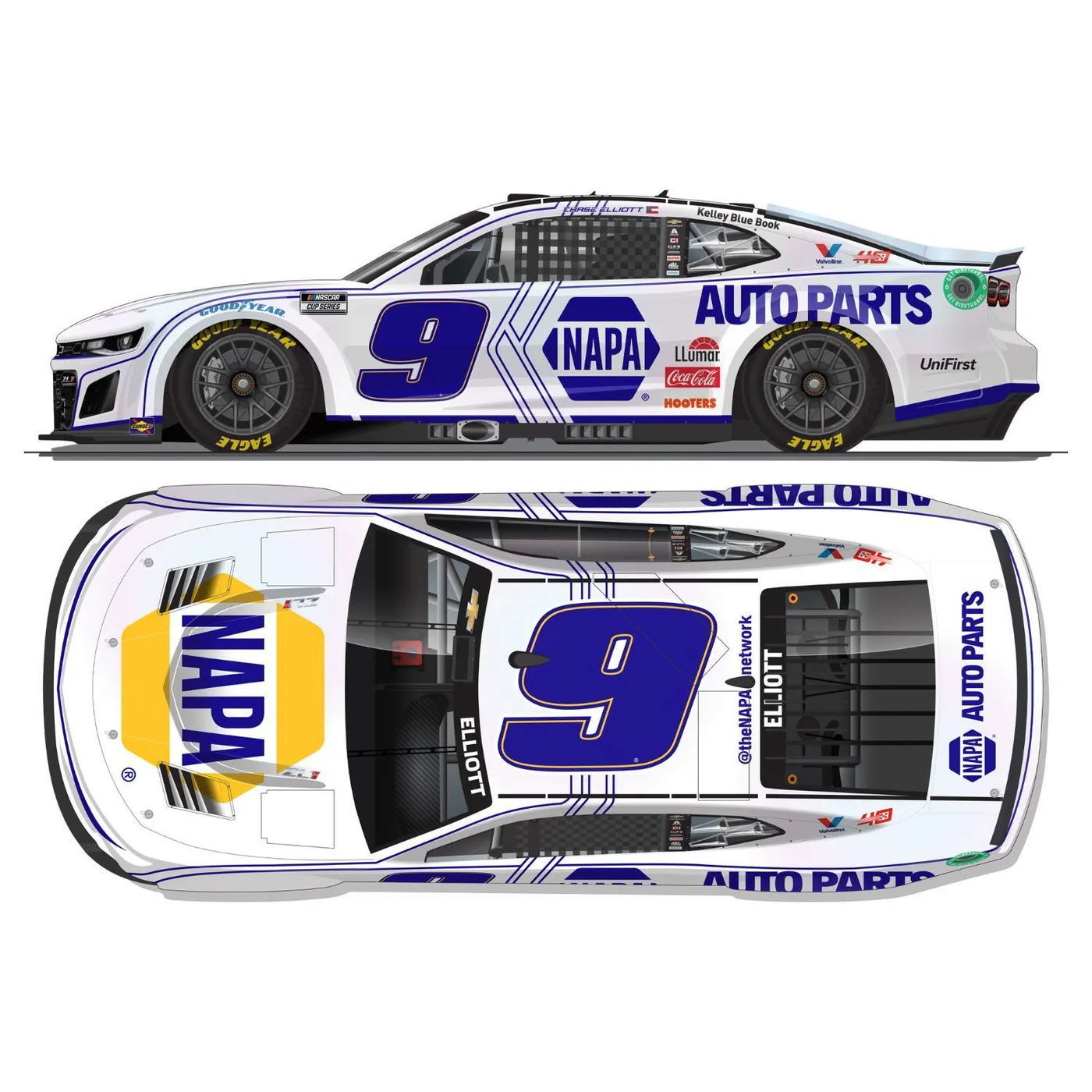 Hendrick Motorsports Chase Elliott #9 2024 NAPA White 1:24 ELITE Die-Cast