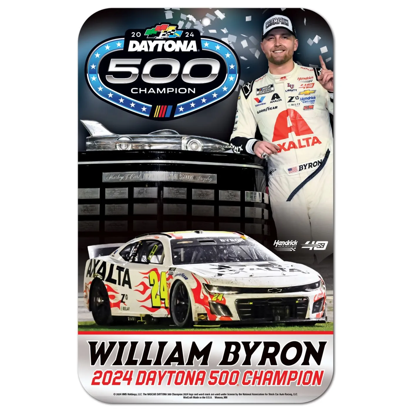 Hendrick Motorsports William Byron #24 2024 Daytona 500 Champ Parking Sign - 11" x 17"
