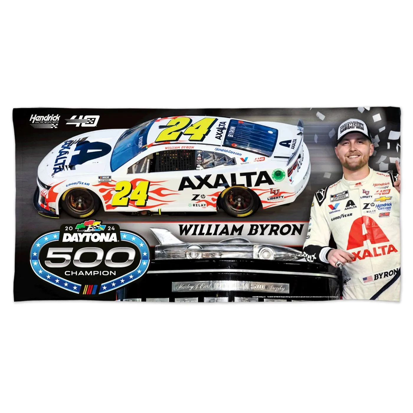 Hendrick Motorsports William Byron #24 2024 Daytona 500 Champ Spectra Beach Towel - 30" x 60"