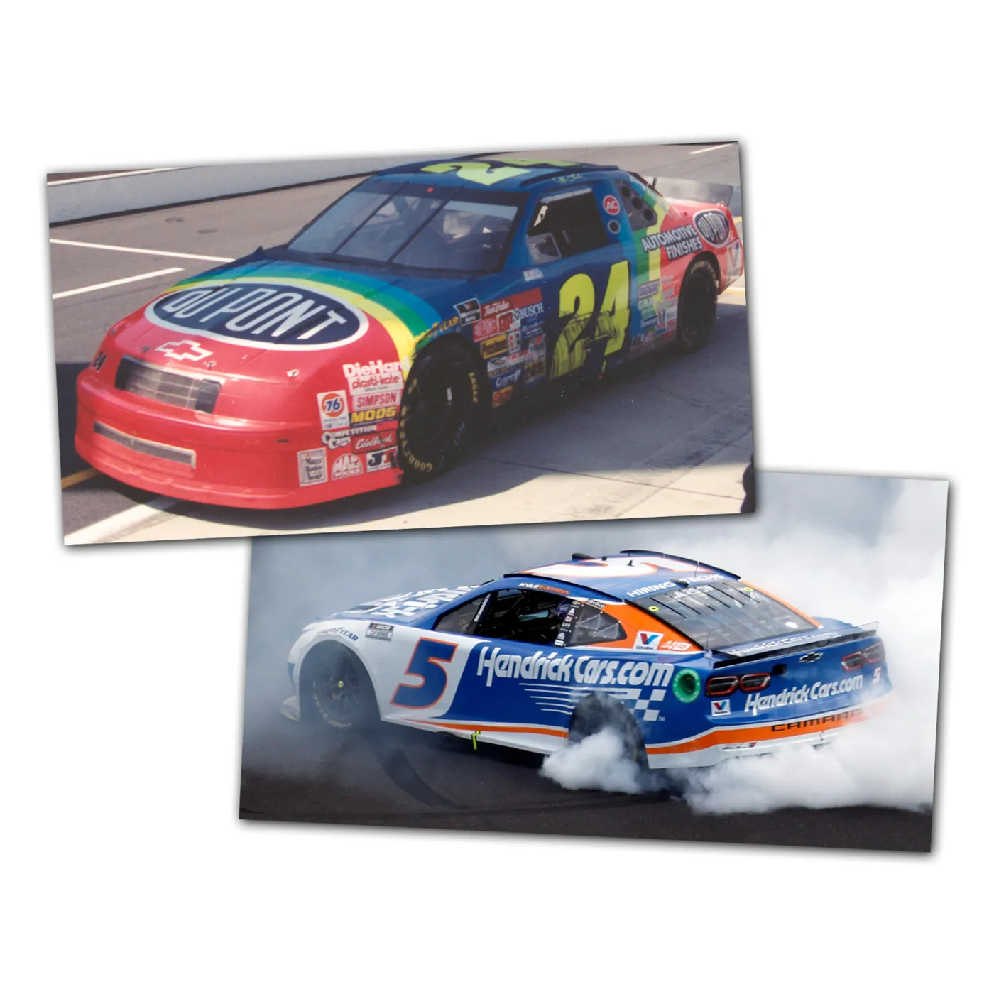 QUADRUPLE AUTOGRAPHED 30th Anniversary 2024 Kyle Larson #5 Brickyard 400 WIN / 1994 Jeff Gordon #24 Brickyard 400 WIN 1:24 Candy Finish 2-Pack Diecast Set - Hendrick Motorsports Store Exclusive