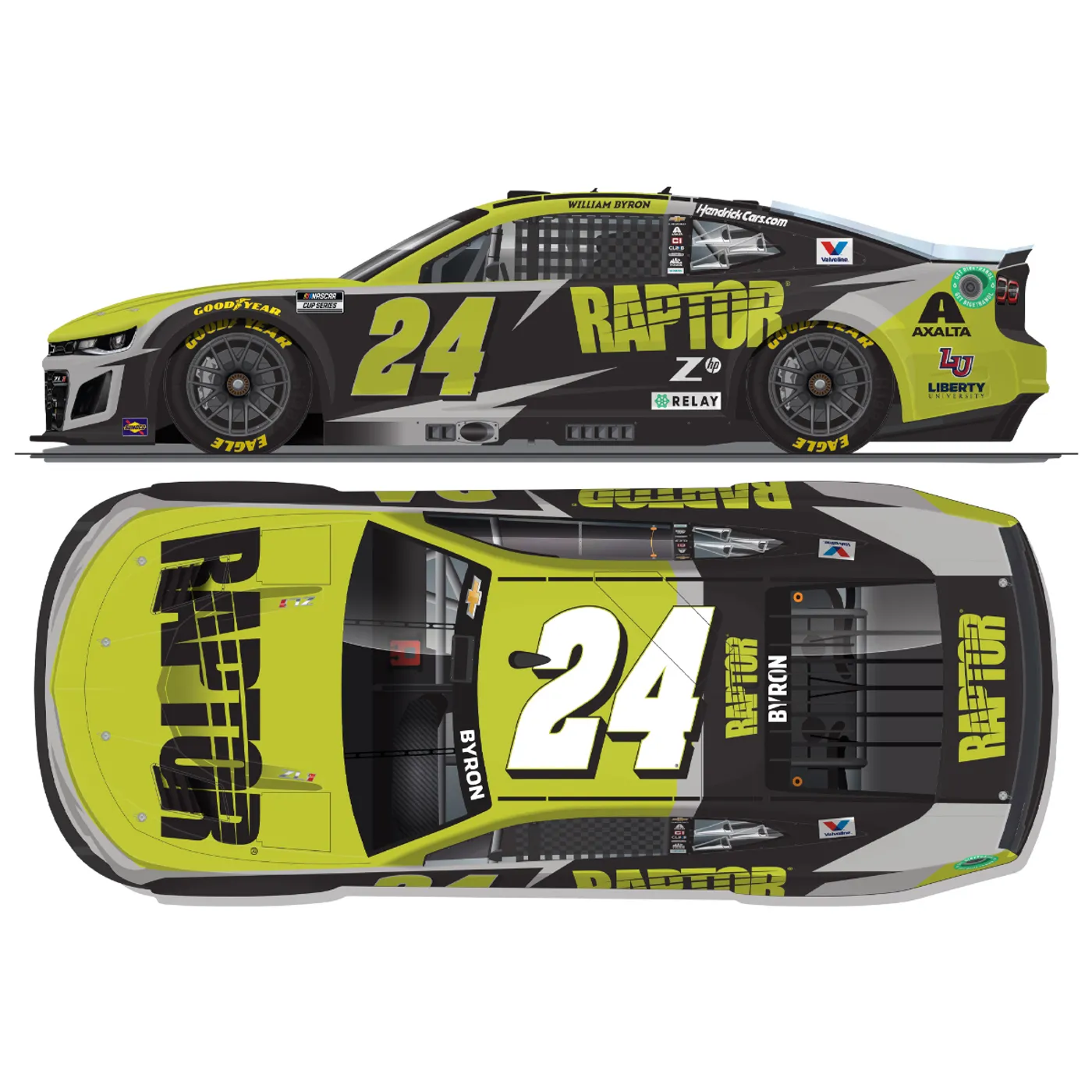 Hendrick Motorsports AUTOGRAPHED William Byron #24 2025 RAPTOR 1:24 ELITE Die-Cast