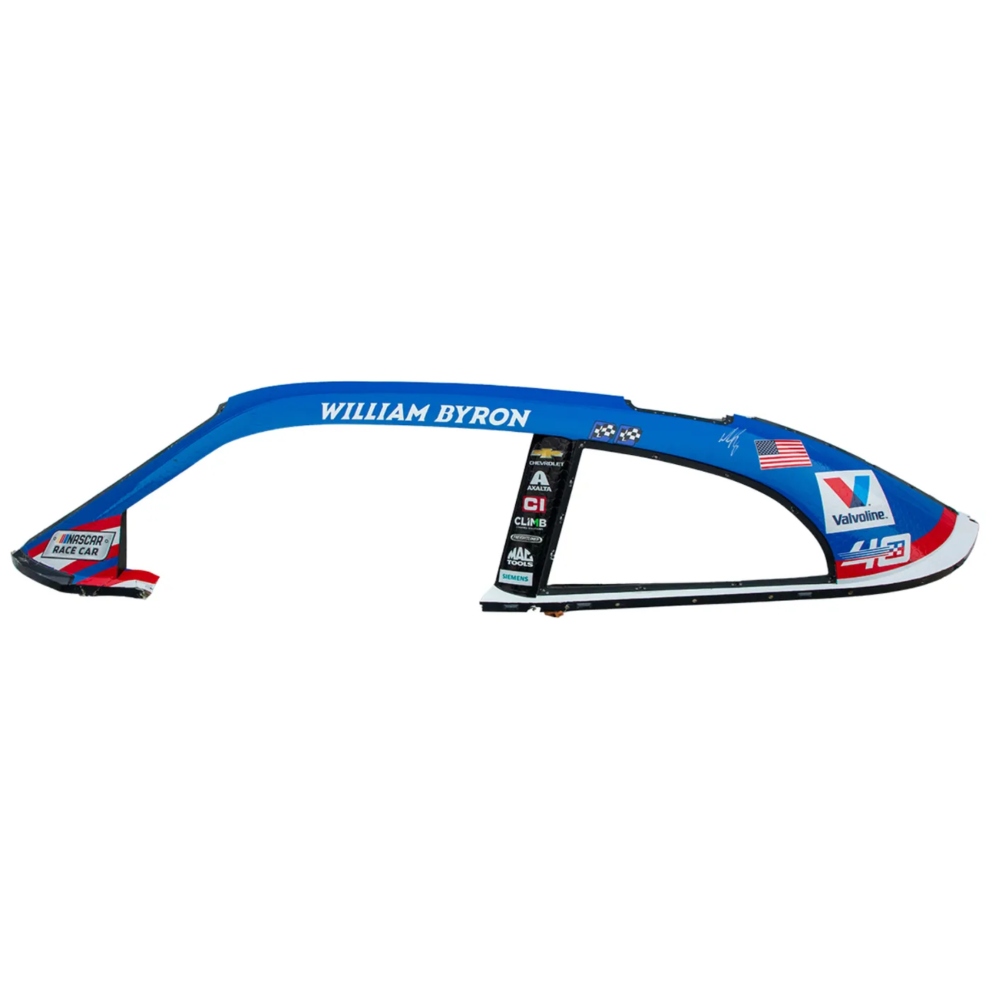 Hendrick Motorsports AUTOGRAPHED Race Used 2024 William Byron #17 HendrickCars.com Xfinity Window Silhouette