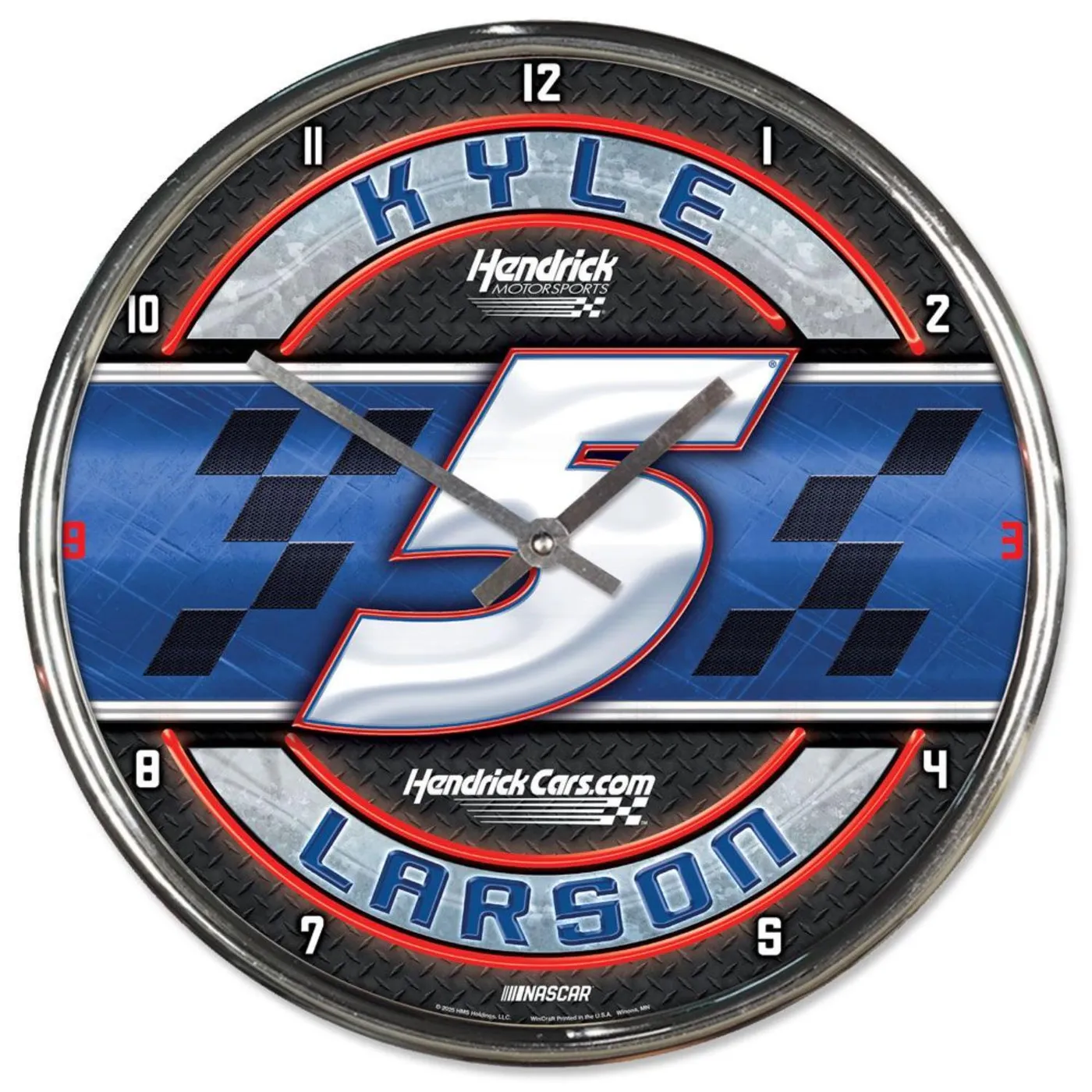 Hendrick Motorsports Kyle Larson #5 HendrickCars.com 12.5" Chrome Clock