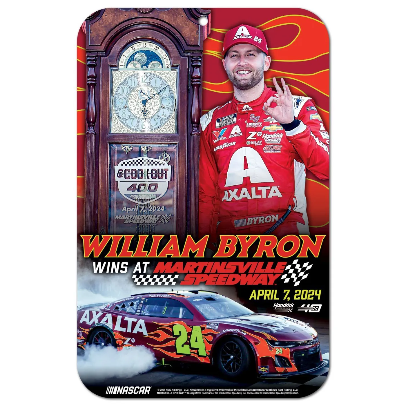 Hendrick Motorsports William Byron #24 2024 Spring Martinsville Win 11" x 17" Sign