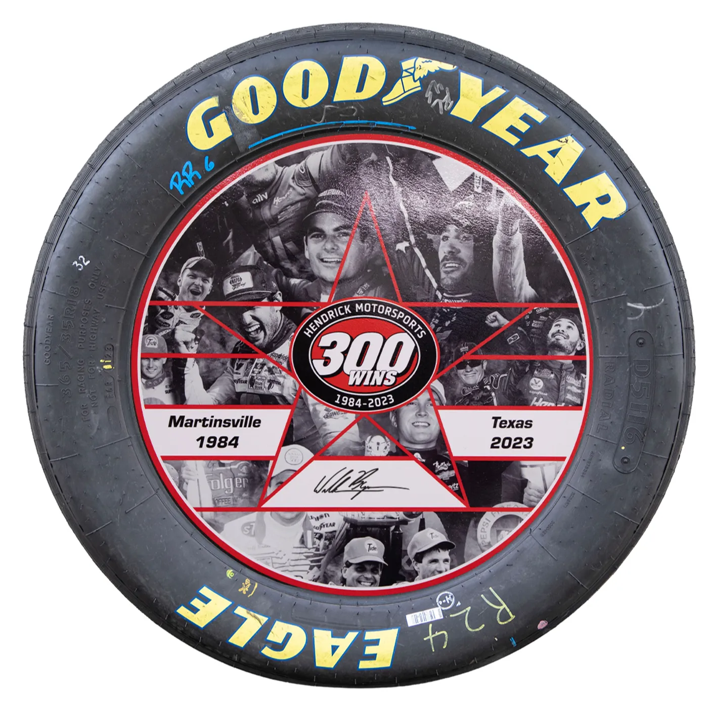 AUTOGRAPHED Race Used William Byron #24 Hendrick Motorsports 300 Win Tire - Pre-Order