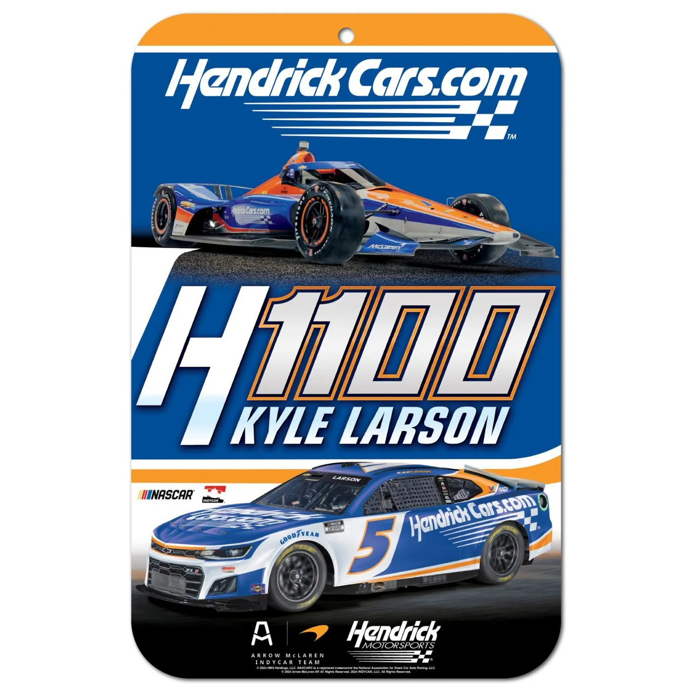 Hendrick Motorsports Kyle Larson H1100 Memorial Day Double 2024 11" X 17" Plastic Sign