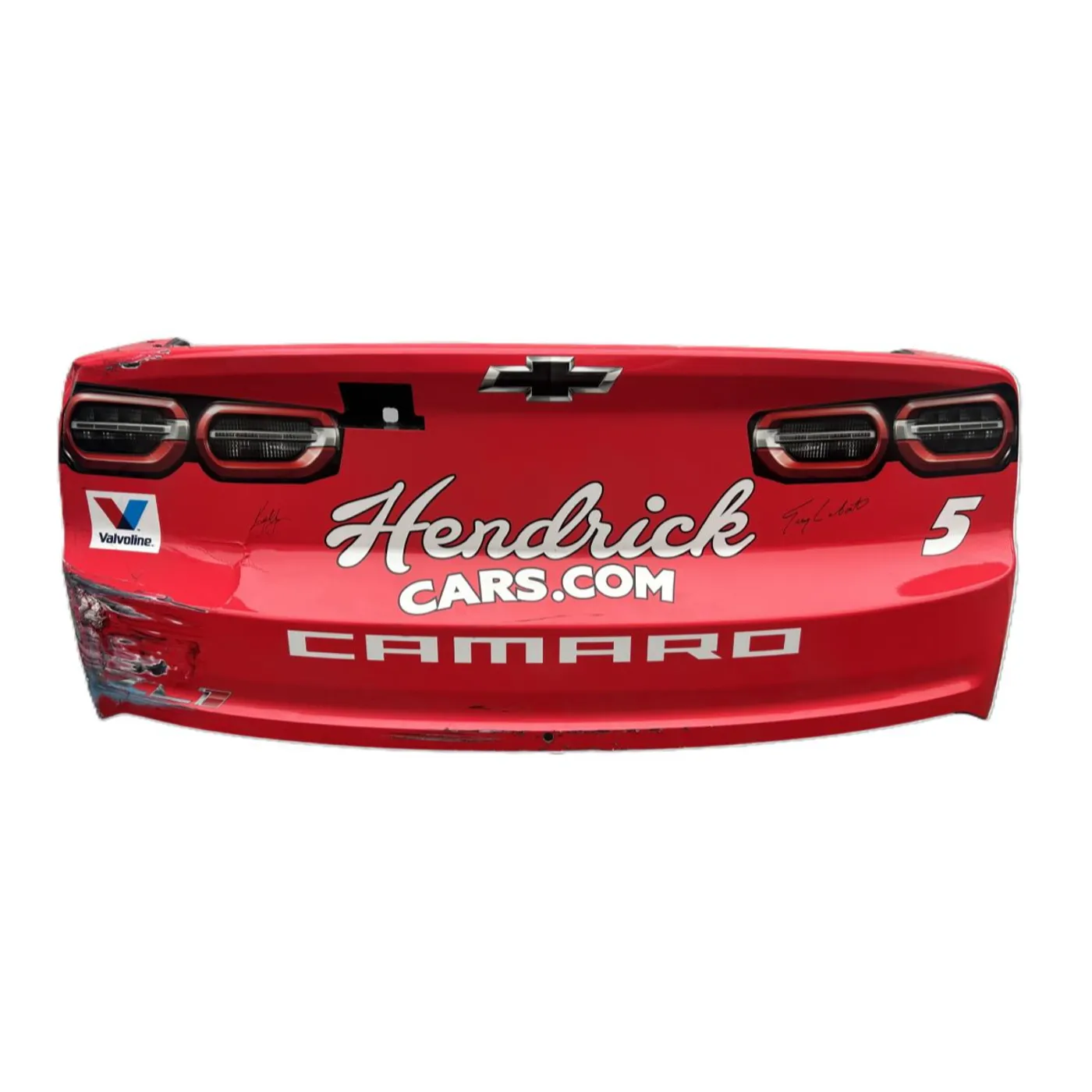 Hendrick Motorsports DUAL AUTOGRAPHED Race Used 2024 Kyle Larson/Terry Labonte #5 HendrickCars.com Rear Bumper - Darlington 1