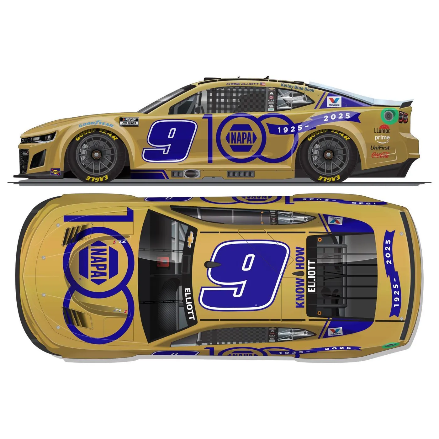 Hendrick Motorsports Chase Elliott #9 2025 NAPA 100th Anniversary 1:24 HO Die-Cast