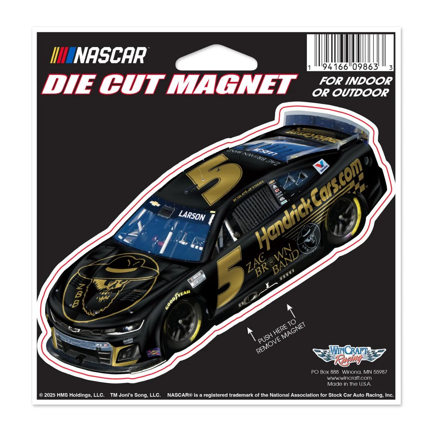 Hendrick Motorsports Kyle Larson #5 HendrickCars.com / Zac Brown Band Die-Cut Magnet