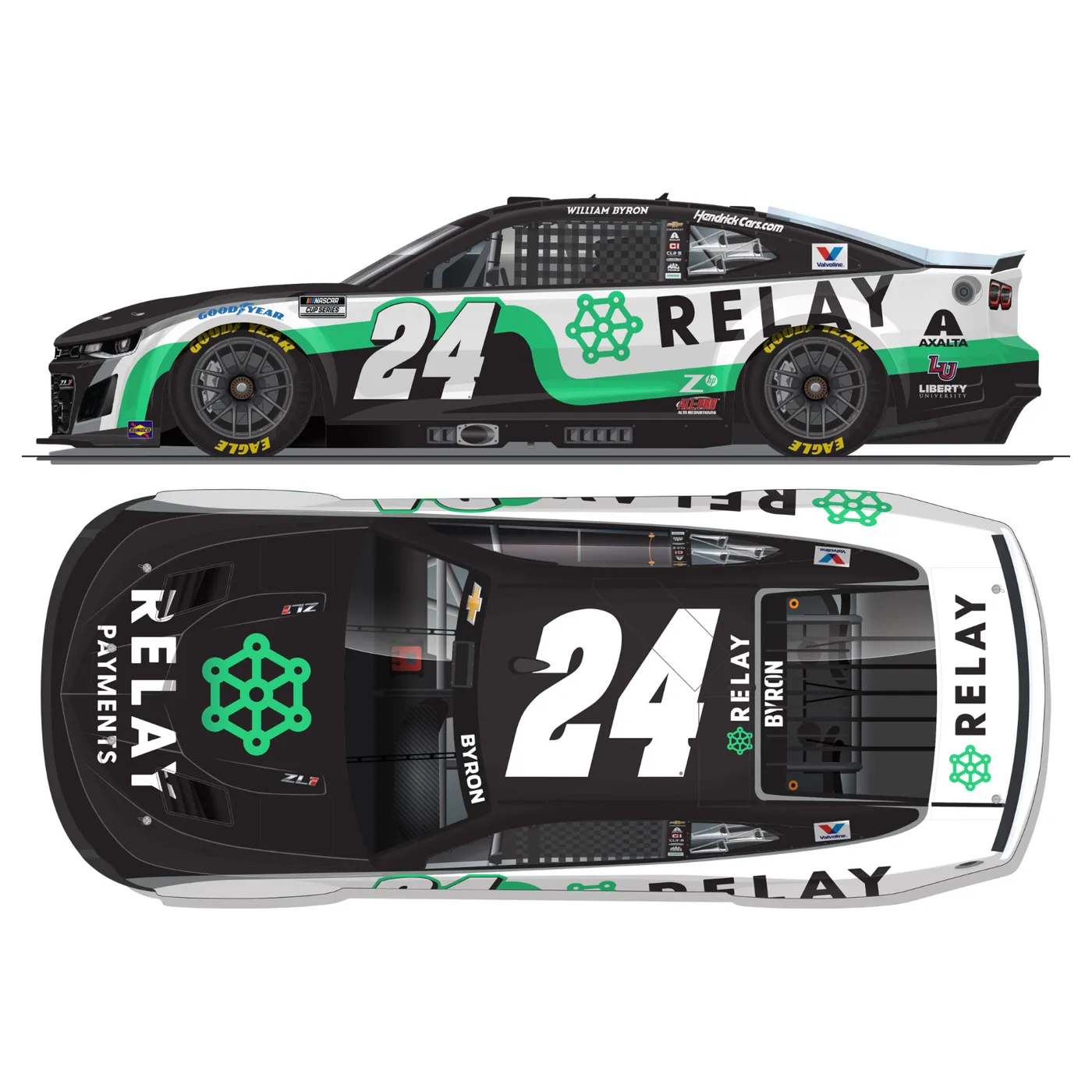Hendrick Motorsports William Byron #24 2025 Relay Payments 1:64 Die-Cast
