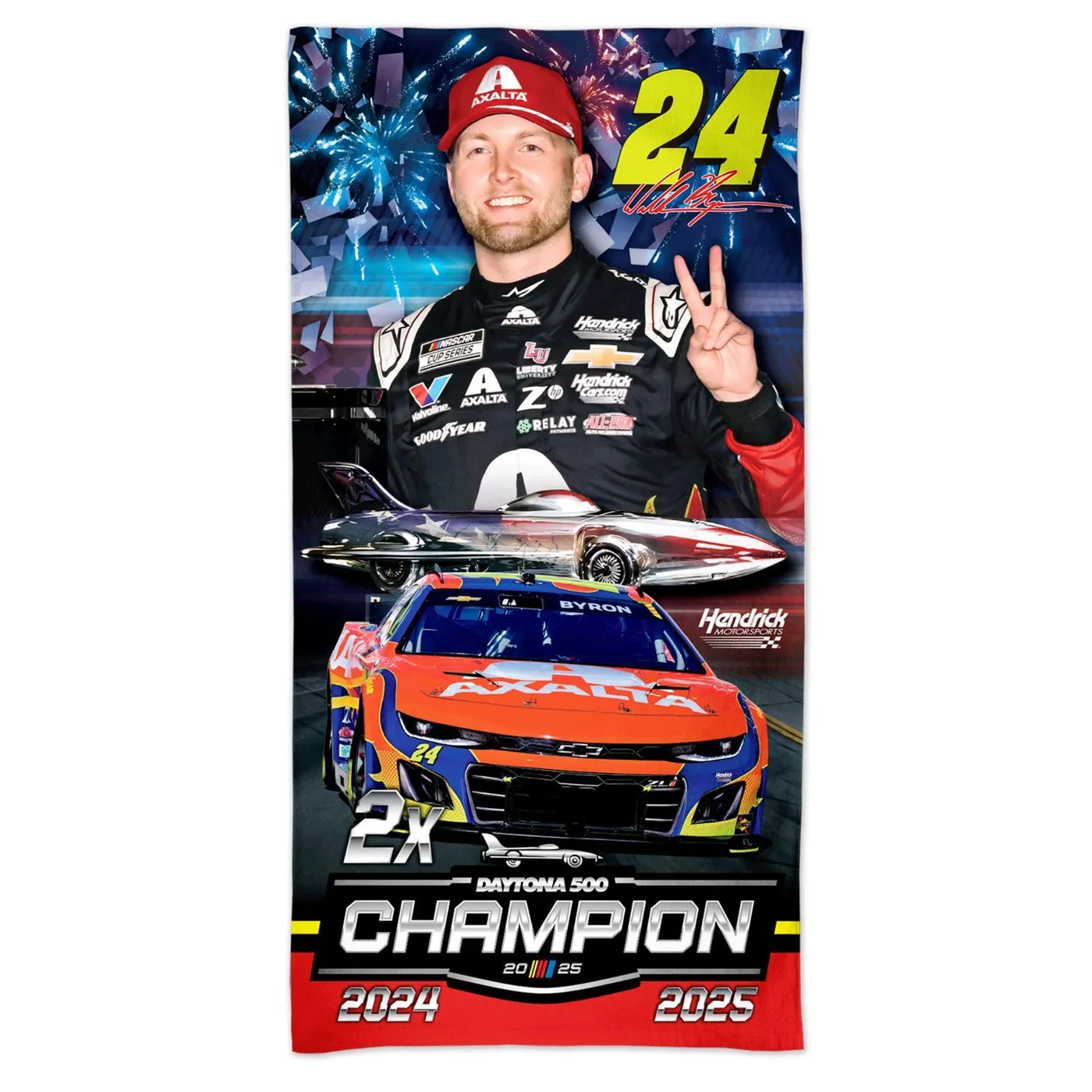 Hendrick Motorsports William Byron #24 2025 Daytona 500 RACE WIN 30' x 60" Beach Towel