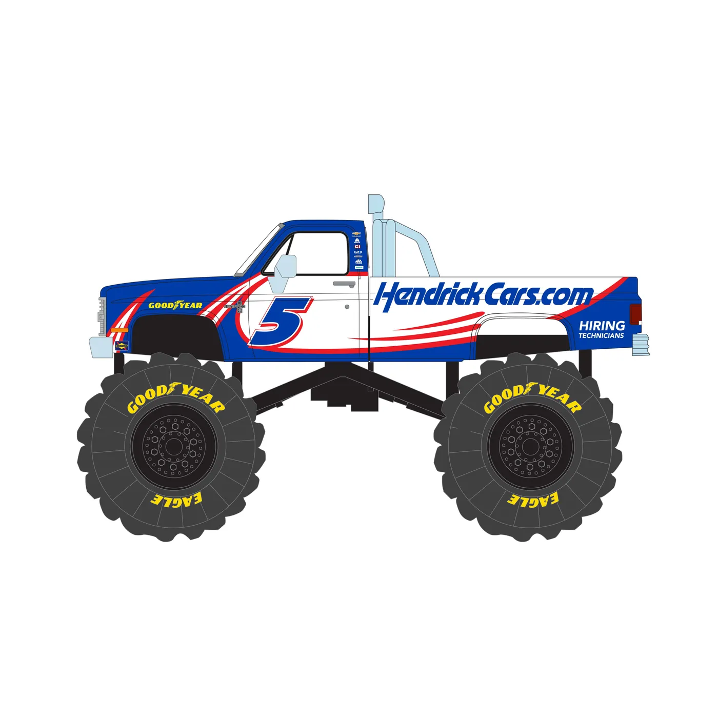 Hendrick Motorsports Tribute Edition  1981 Chevrolet K20 Monster Truck - #5 HendrickCars.com Kings of Crunch 1:64