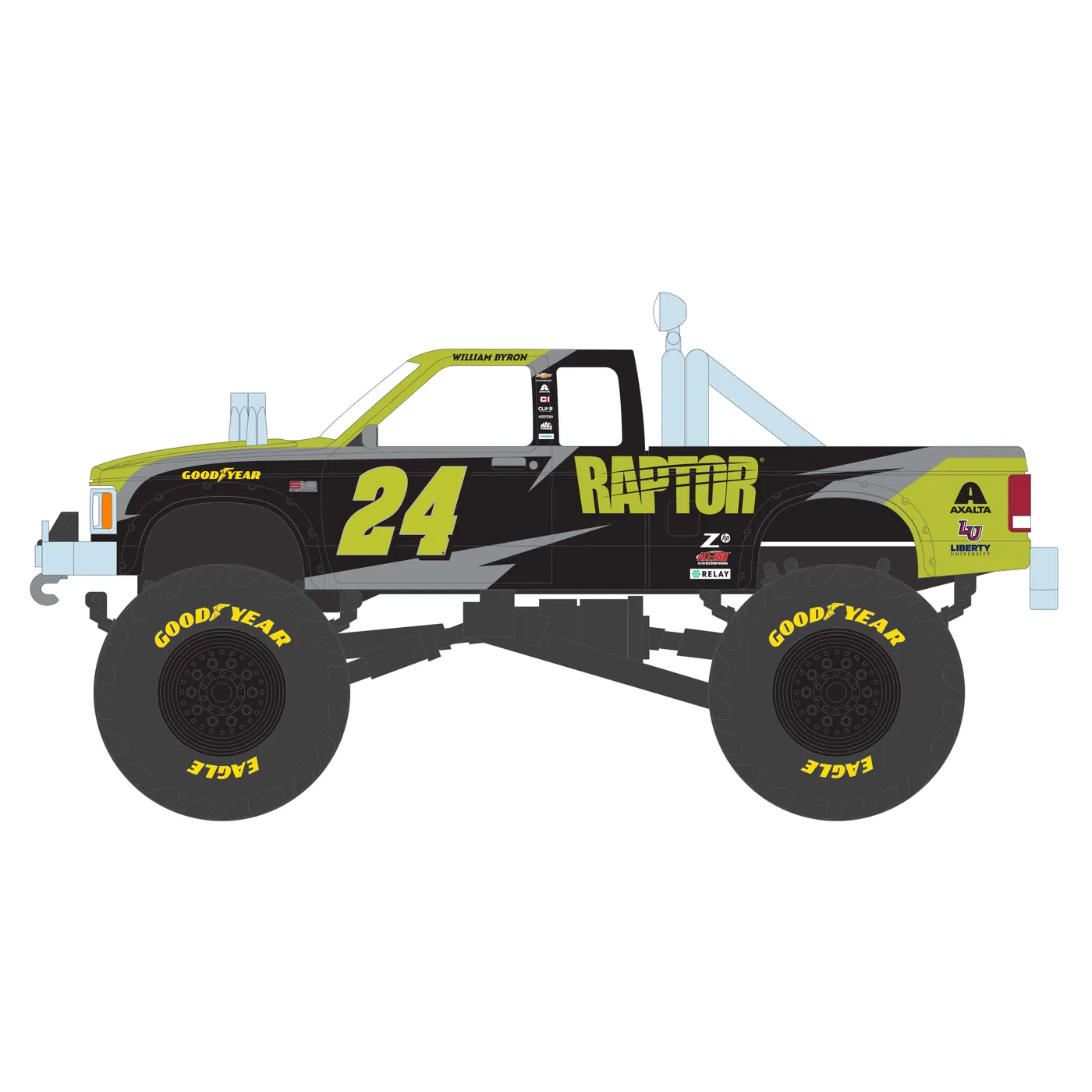 Hendrick Motorsports Tribute Edition  1986 Chevrolet S-10 Extended Cab Monster Truck - #24 Raptor Kings of Crunch 1:64