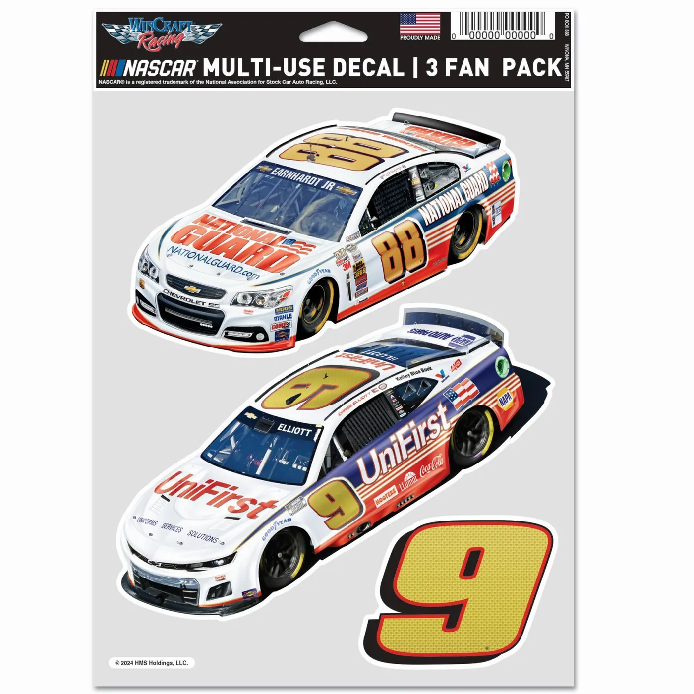 Hendrick Motorsports Chase Elliott #9 / Dale Earnhardt Jr. #88 2024 Darlington Throwback Multi-Use 3 Pack Decal Set