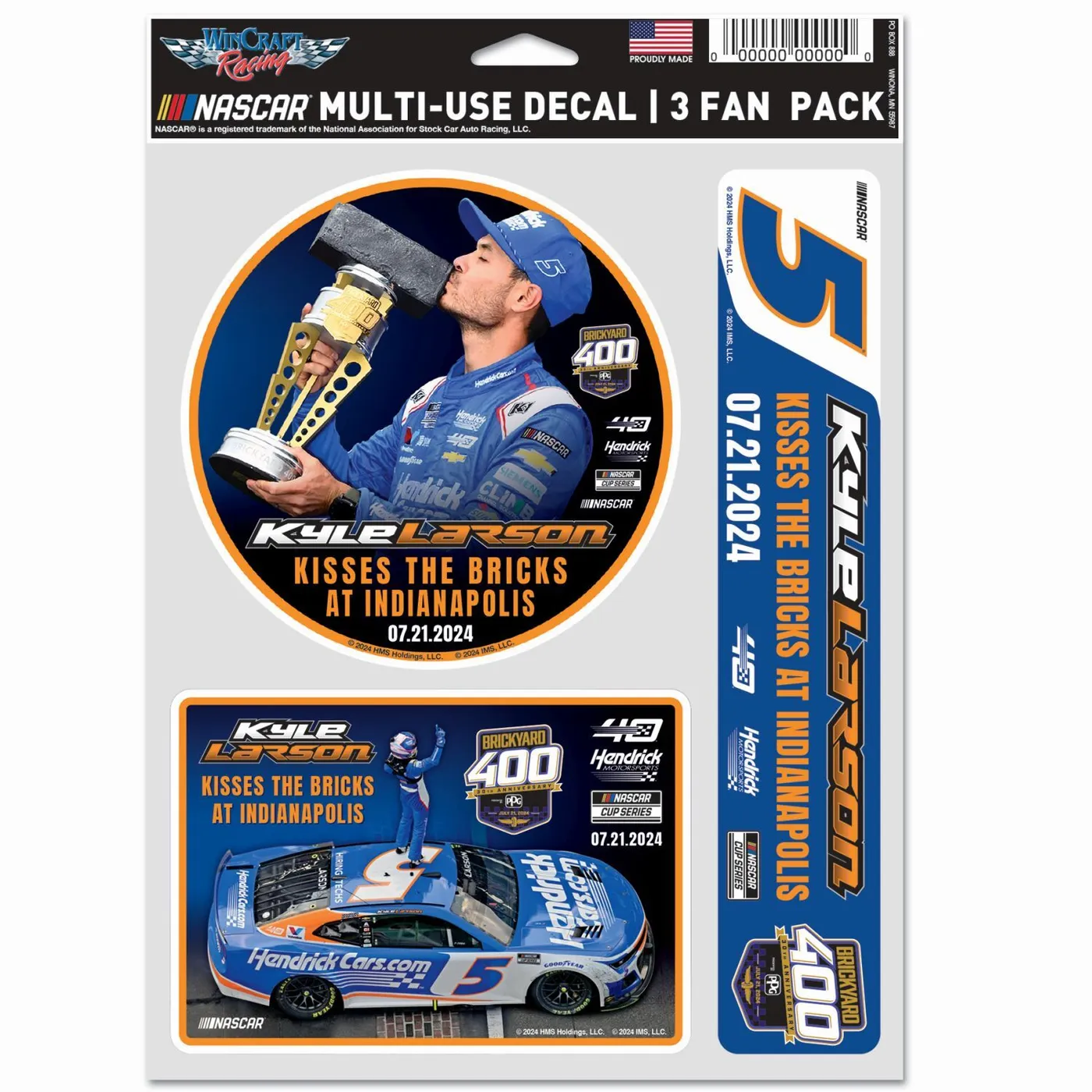 Hendrick Motorsports Kyle Larson #5 2024 Brickyard 400 Win Decal 3 Pack