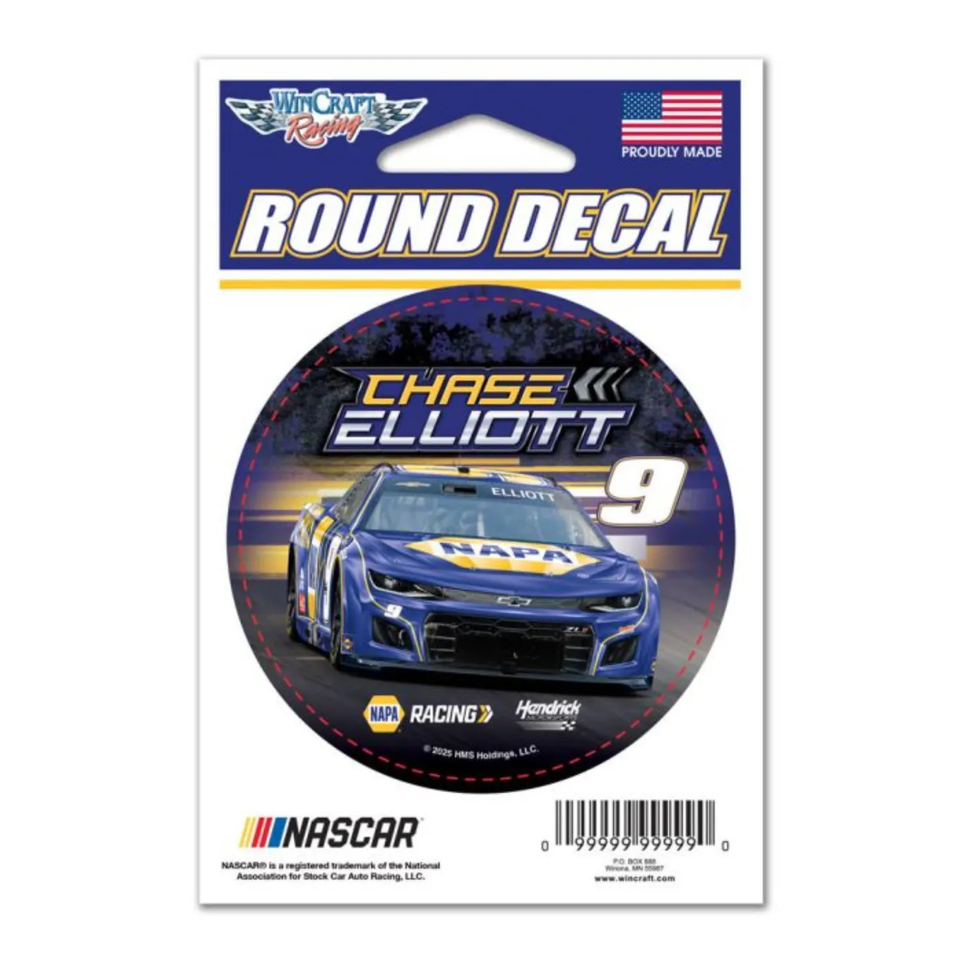 Hendrick Motorsports Chase Elliott #9 NAPA 3" x 3" Round Vinyl Decal