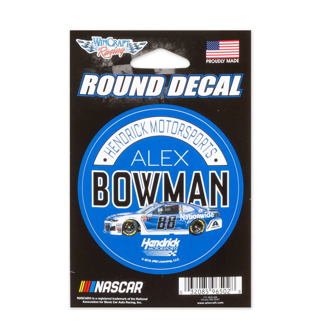 Hendrick Motorsports Alex Bowman #88 2018 NASCAR Round Decal - 3"