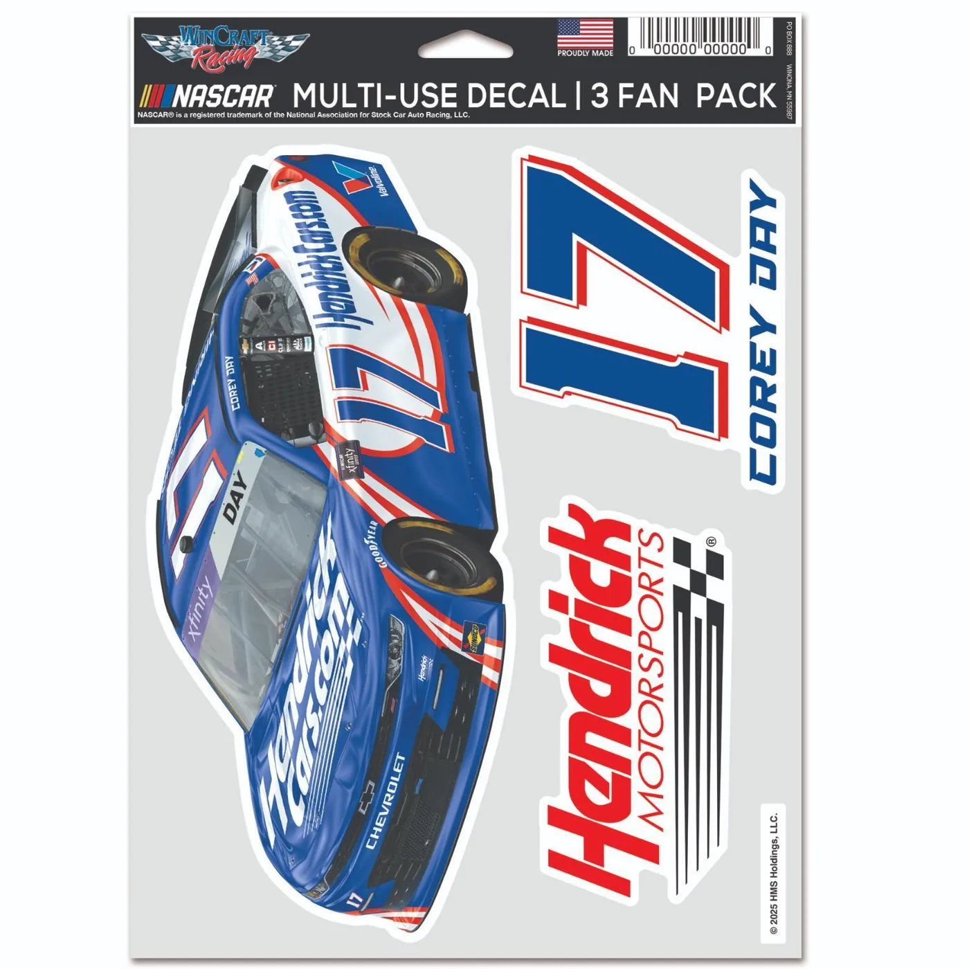 Hendrick Motorsports Corey Day #17 HendrickCars.com 3 Pack Fan Decal Set